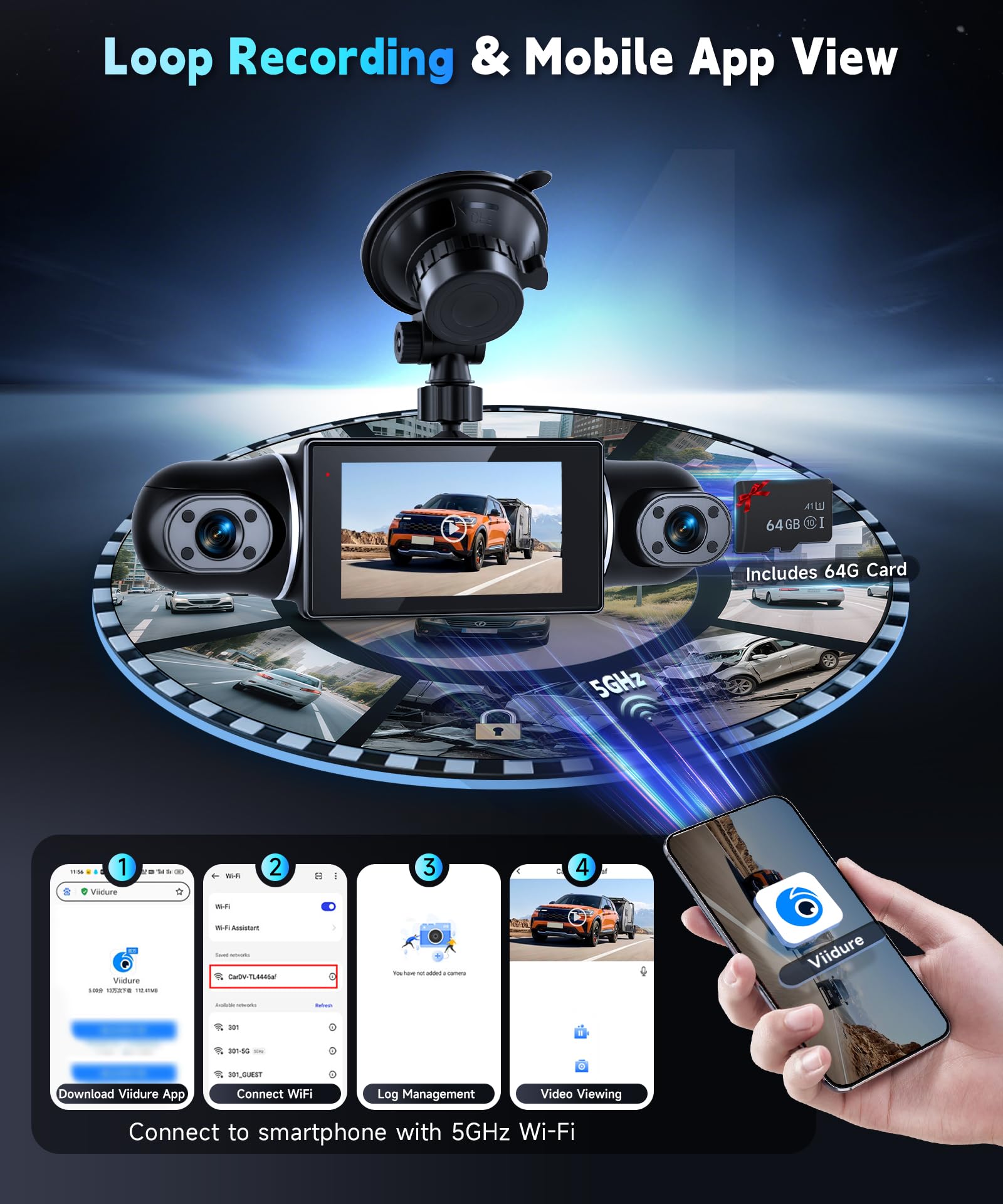 vechtel-dashcam-2k-wifi-cran-3-pouces-64go-inclus image 6