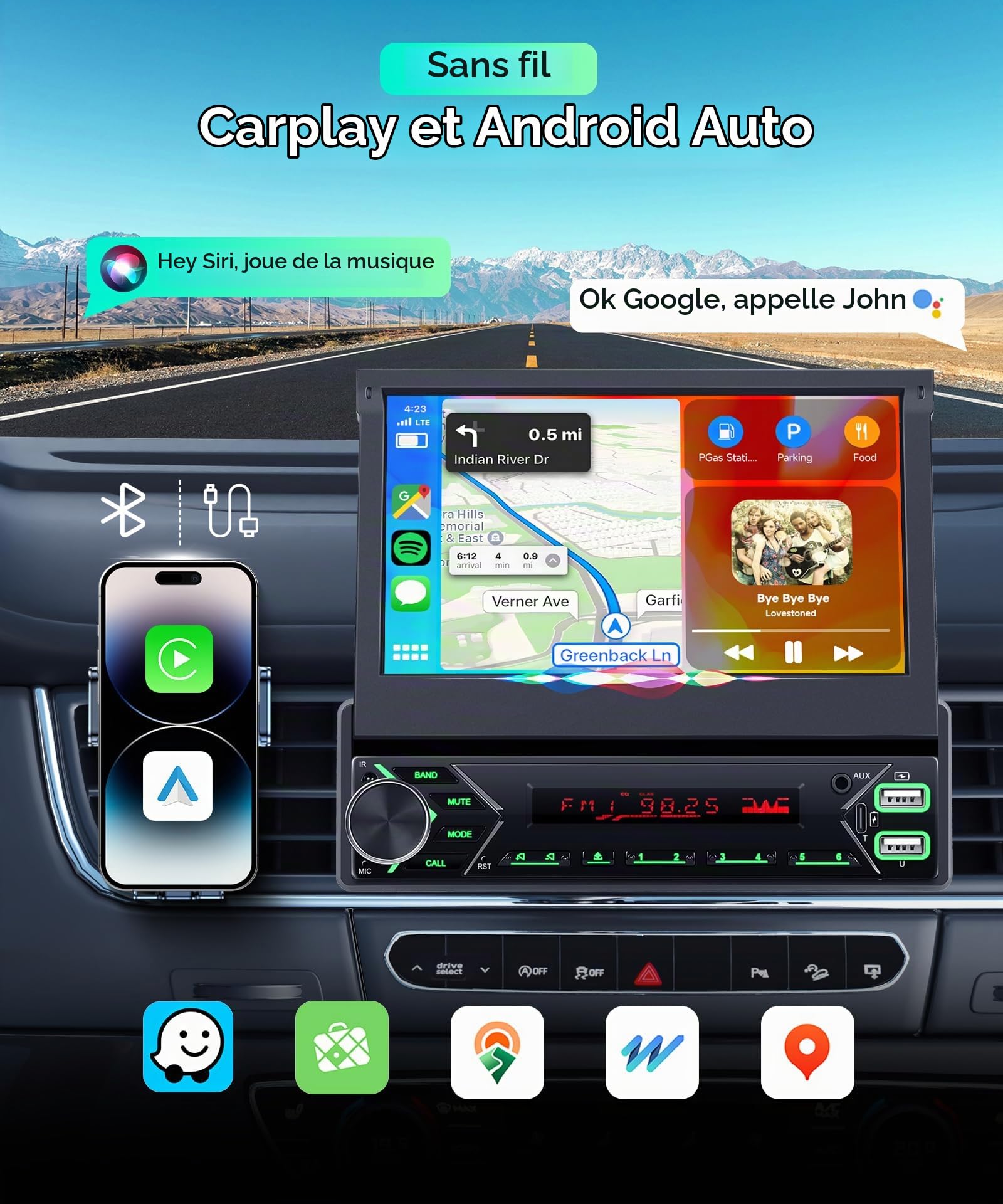 vechtel-autoradio-1-din-cran-7-dab-carplay-motoris image 2