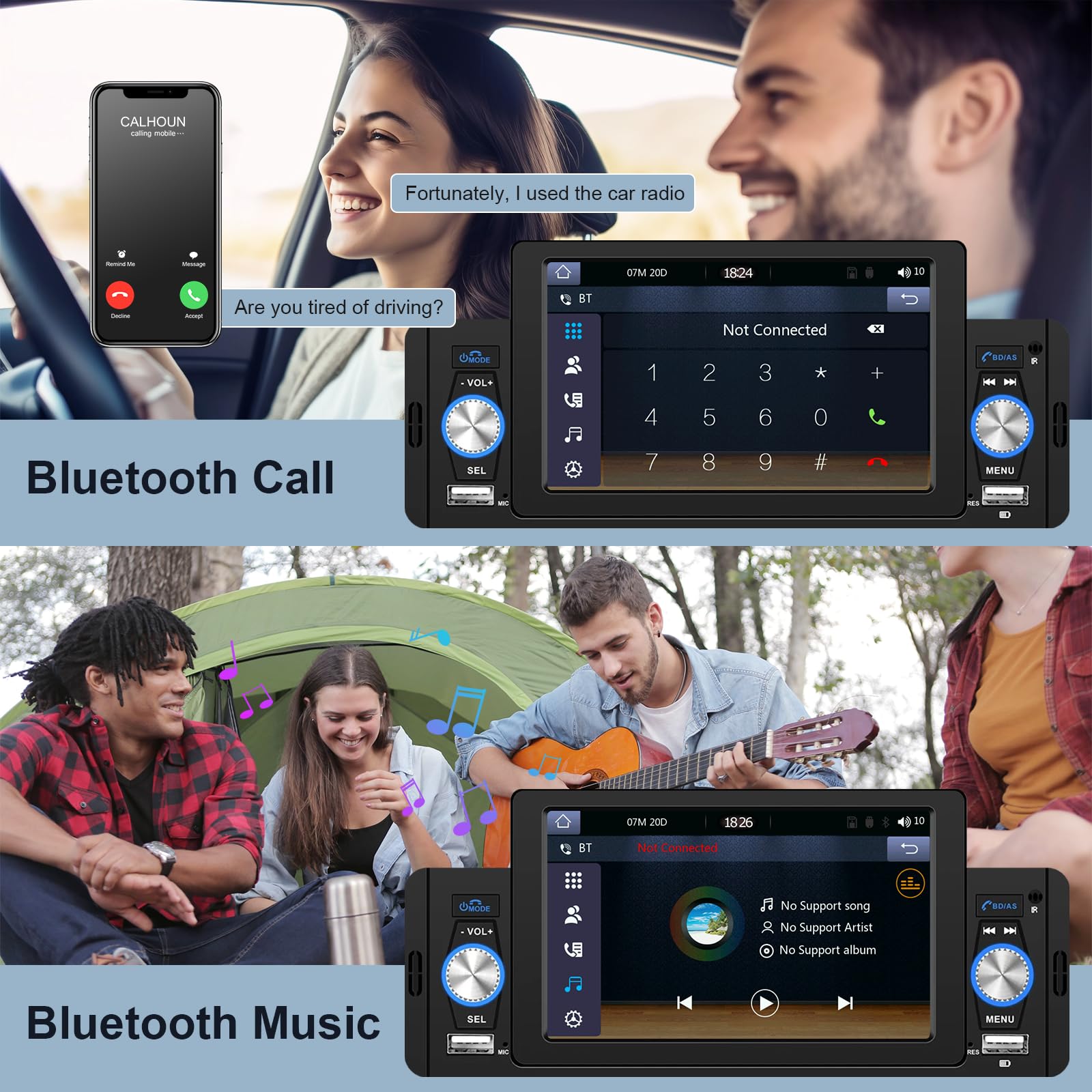 podofo-android-car-radio-autoradio-1-din-5-carplay image 3
