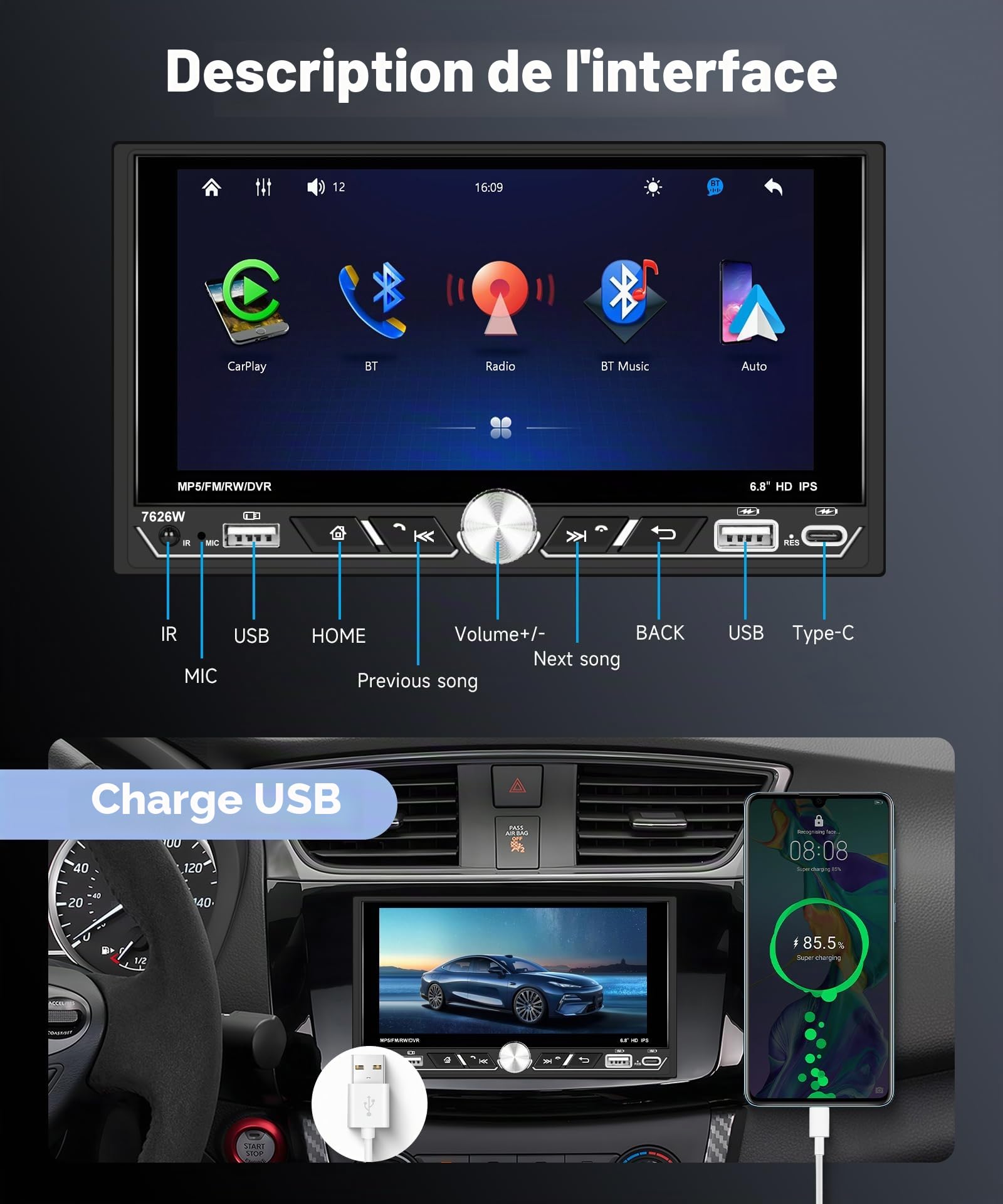 vechtel-autoradio-2-din-6-8-ips-carplay-sans-fil-cam-ra image 6