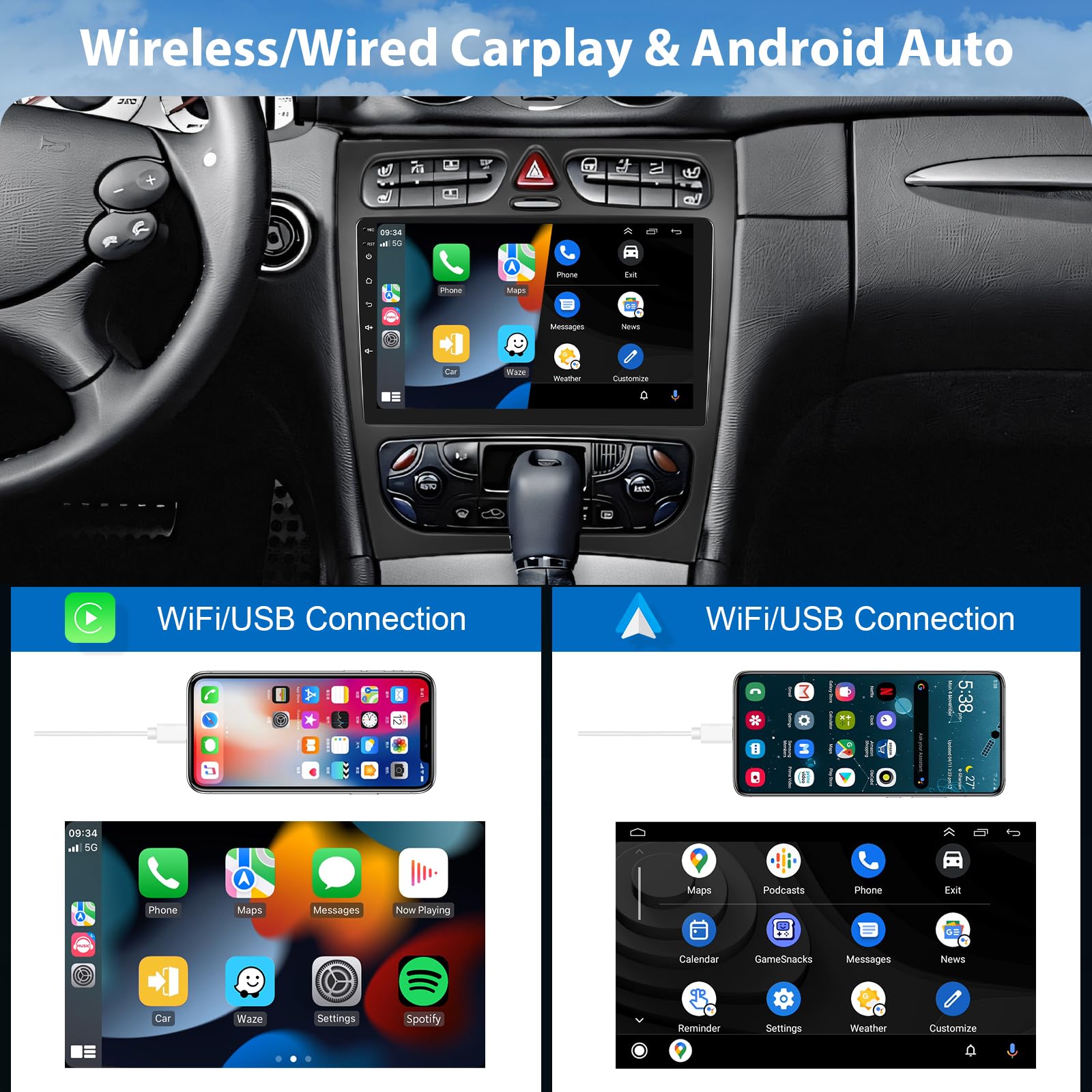 podofo-android-autoradio-classe-c-clk-2002-04-9-2-64g-ips image 4