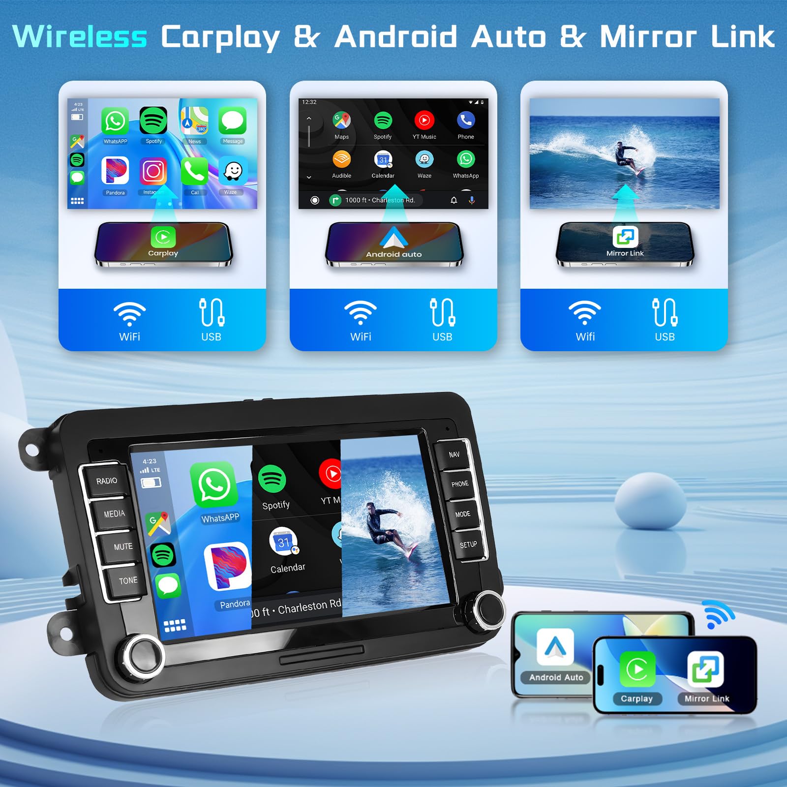 podofo-android-car-radio-autoradio-7-vw-golf-passat-2-64g-cam image 4
