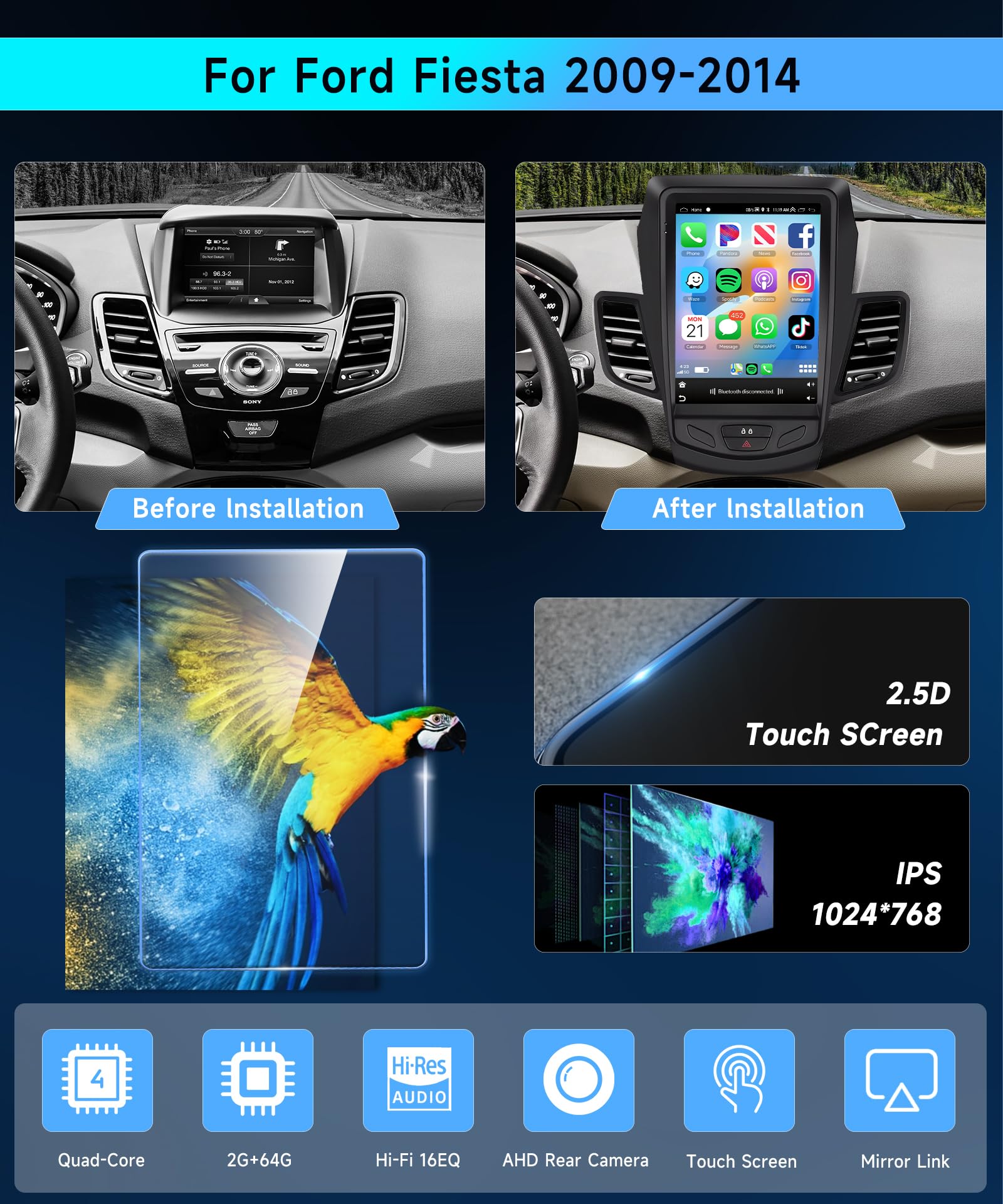 podofo-autoradio-ford-fiesta-2009-2016-9-7-pouces-2-64-go image 2