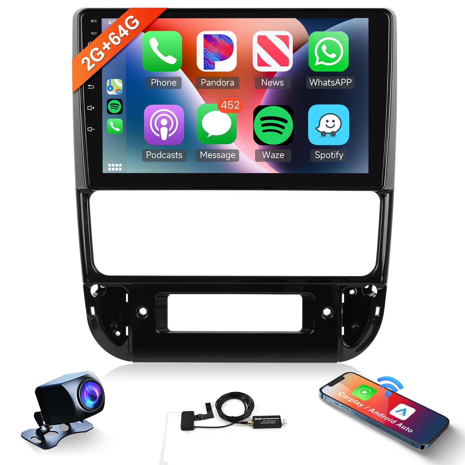 podofo-android-car-radio-406-autoradio-9-pouces-2-64g-dab-carplay image 1