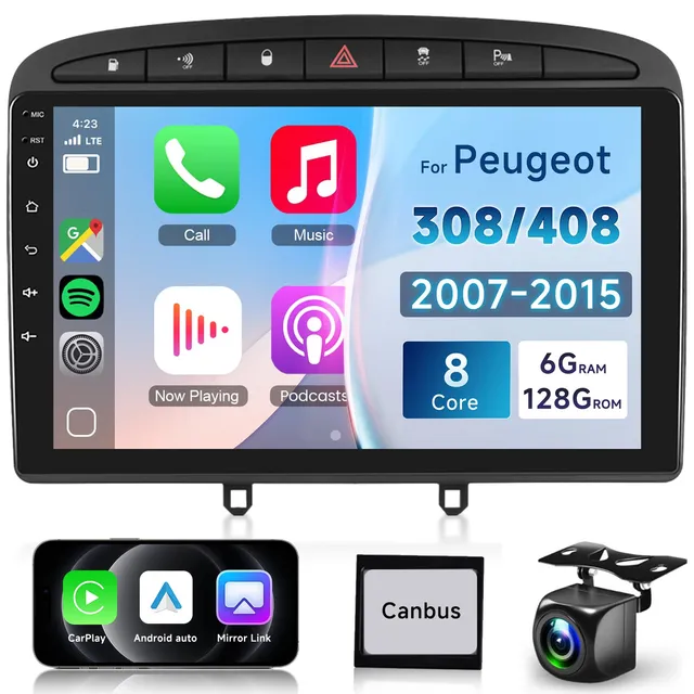 podofo-android-car-radio-9-pouces-peugeot-308-autoradio-6-128g image 1