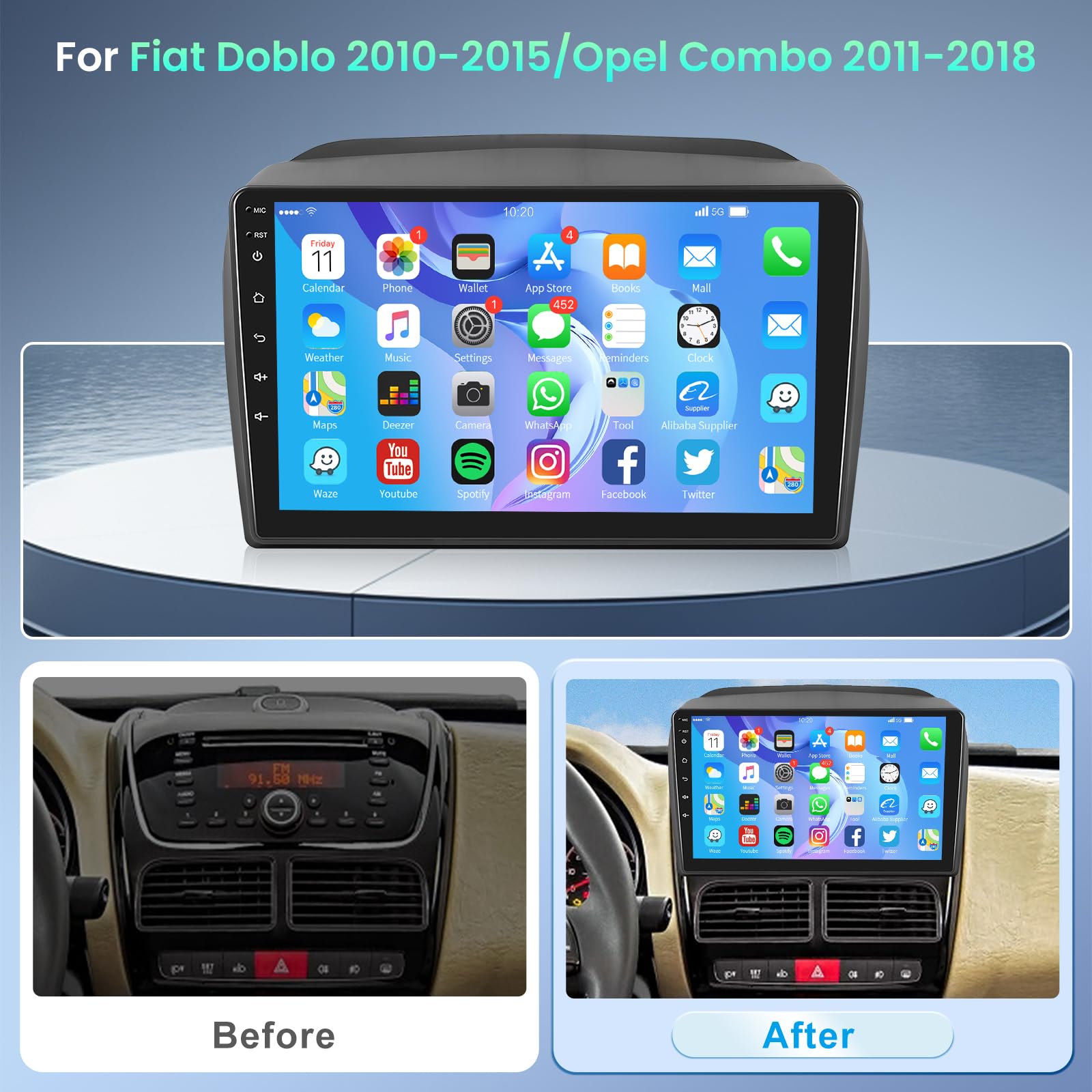 podofo-android-car-radio-doblo-autoradio-9-pouces-1-32g-mirror-link image 2