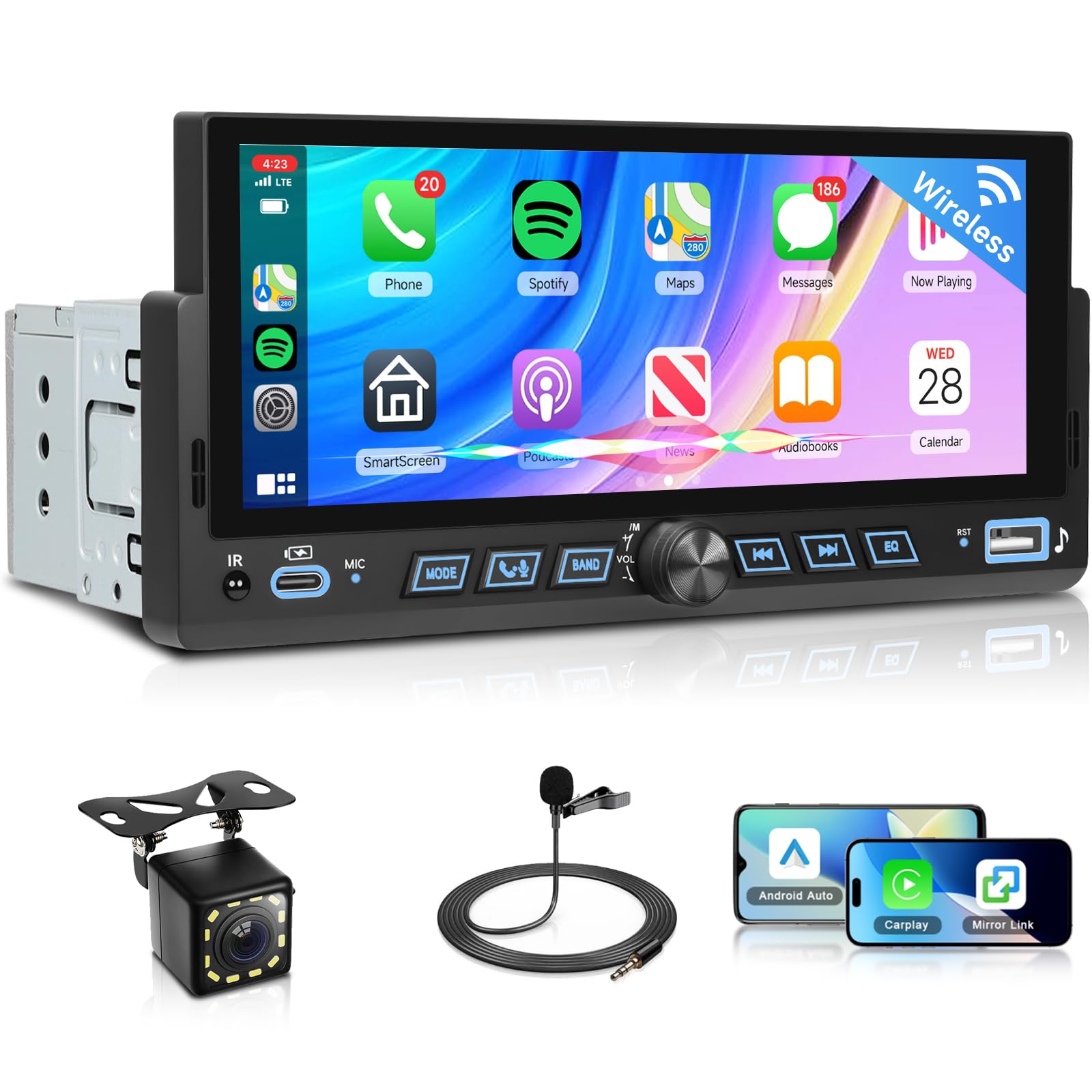 vechtel-autoradio-1-din-6-86-pouces-tactile-carplay-bluetooth-cam-ra image 1
