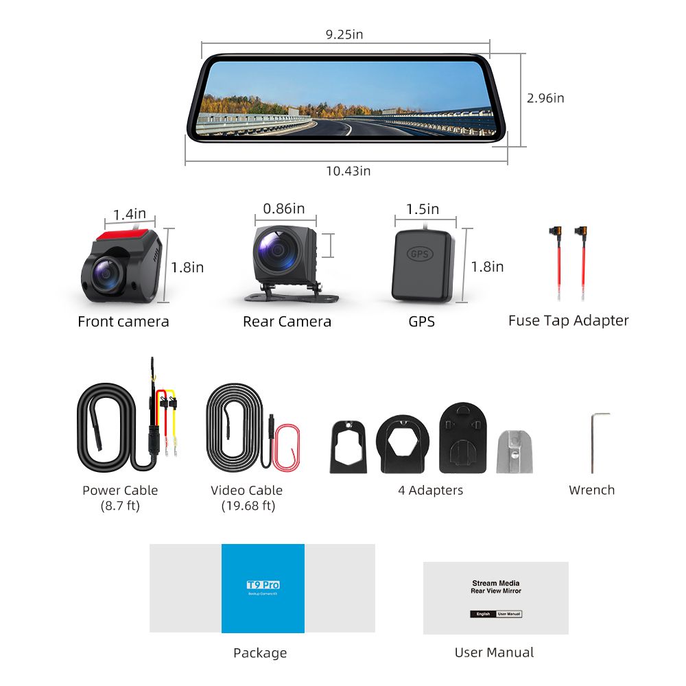 auto-vox-t9-pro-dashcam-avant-arri-re-1080p-gps-tactile image 8