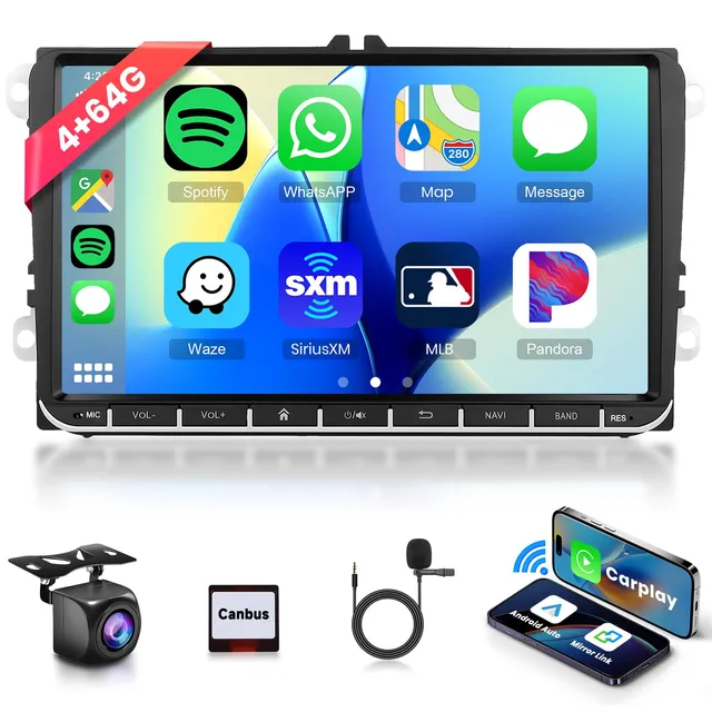 podofo-android-car-radio-autoradio-9-vw-4-64g-carplay-camera image 1