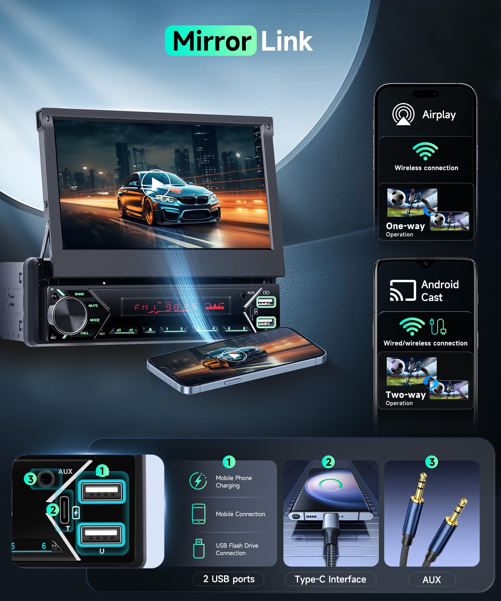 vechtel-autoradio-1-din-cran-7-dab-carplay-motoris image 4