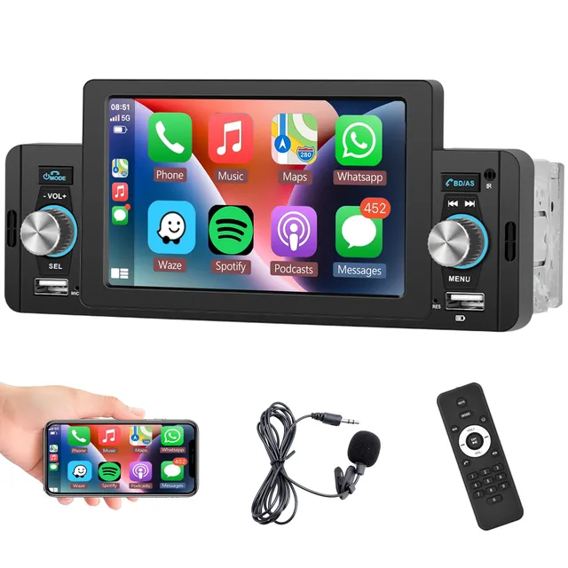 podofo-android-car-radio-autoradio-1-din-5-carplay image 1