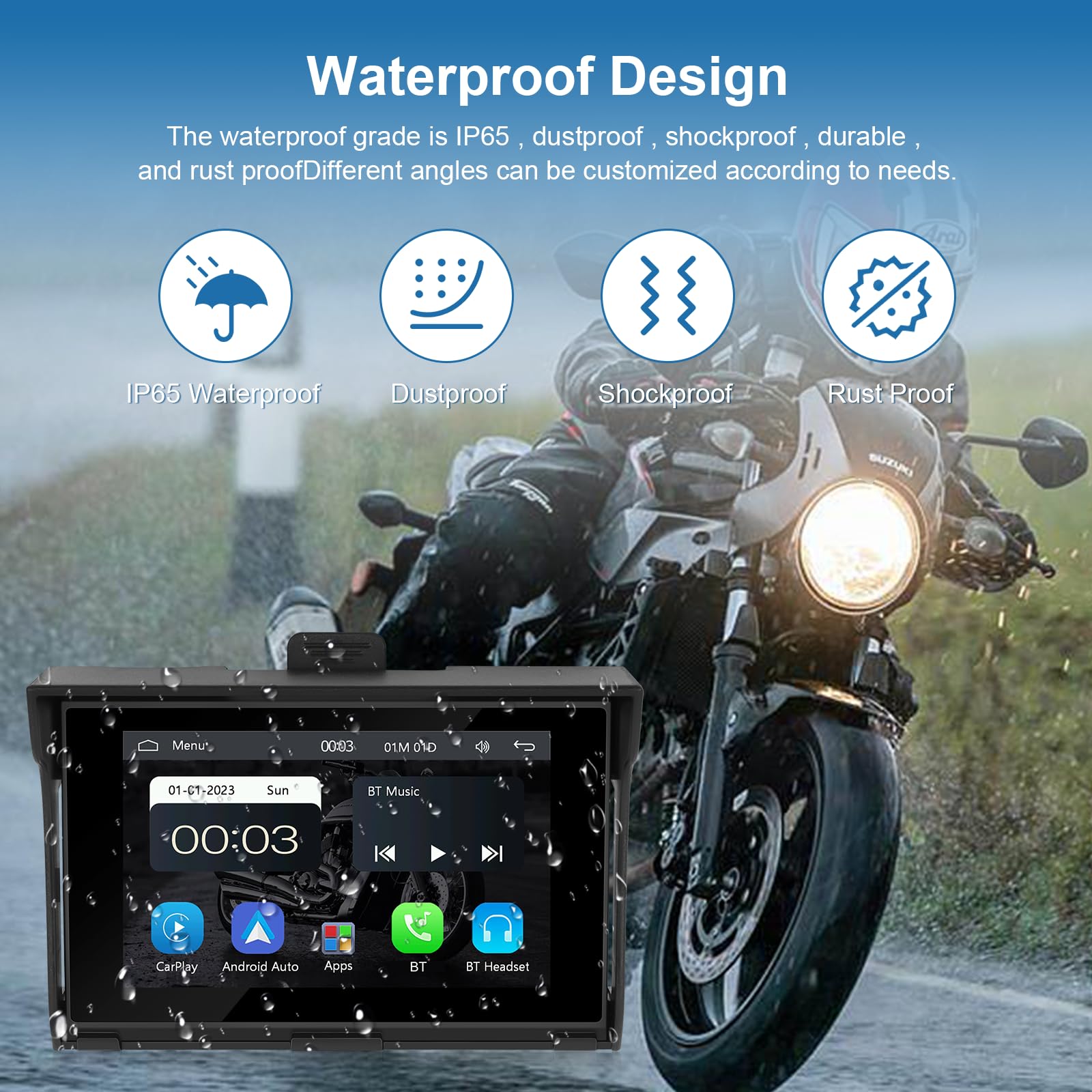 podofo-motorcycle-carplay-screen-cran-moto-5-pouces-ip65 image 5