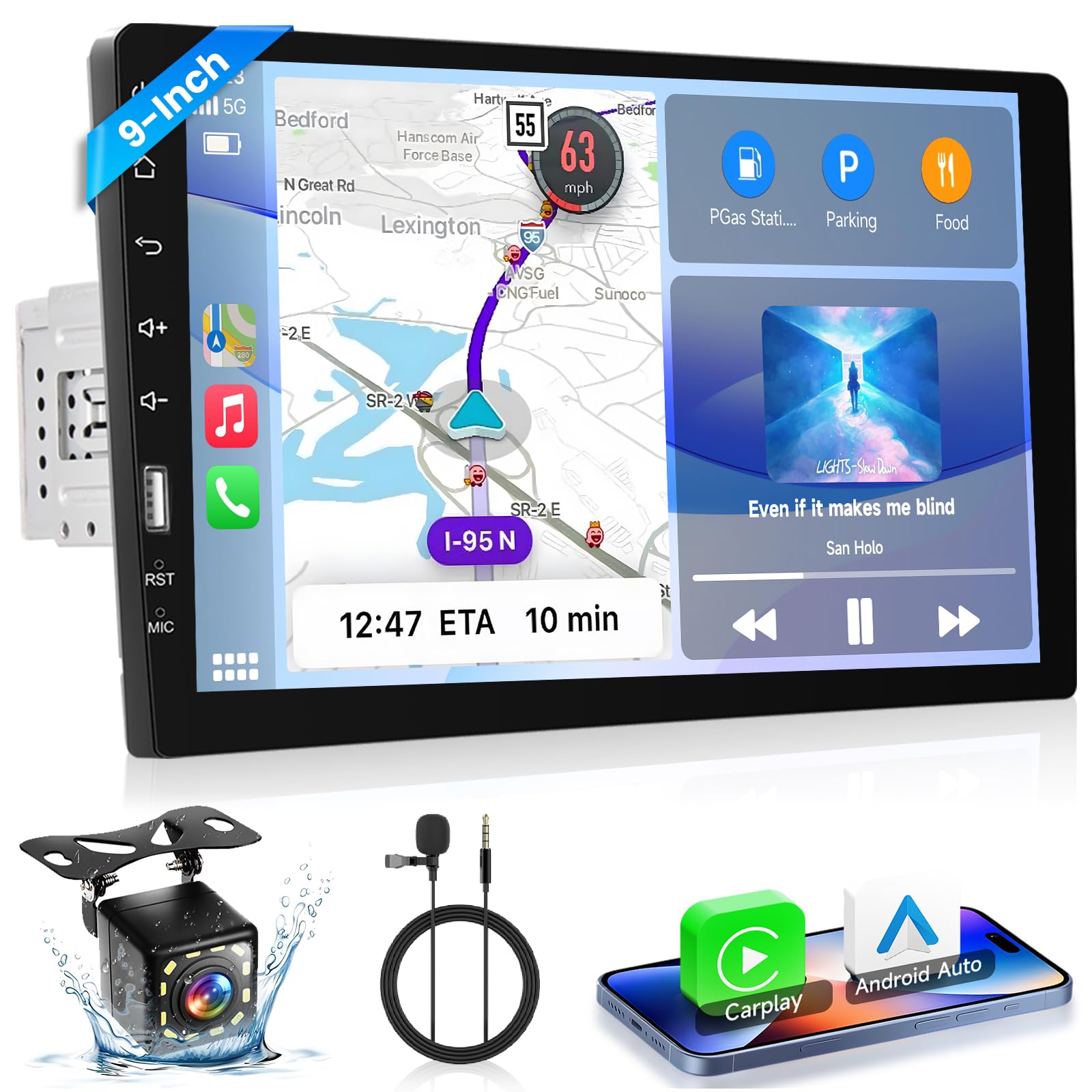 vechtel-autoradio-1-din-9-pouces-tactile-carplay-cam-ra-recul image 1