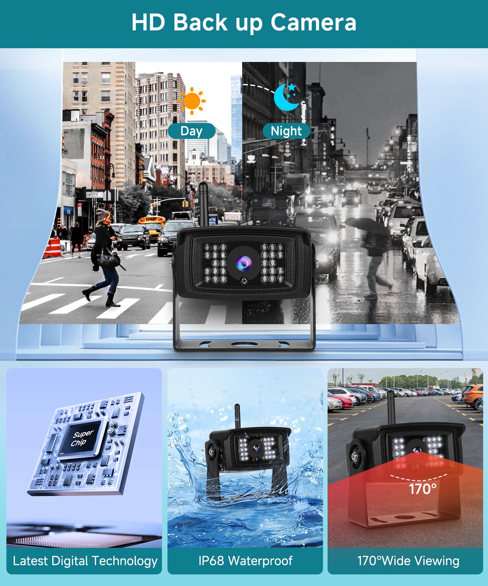 podofo-kit-cam-ra-de-recul-sans-fil-7-pouces-2-cam-ras-ip69 image 3