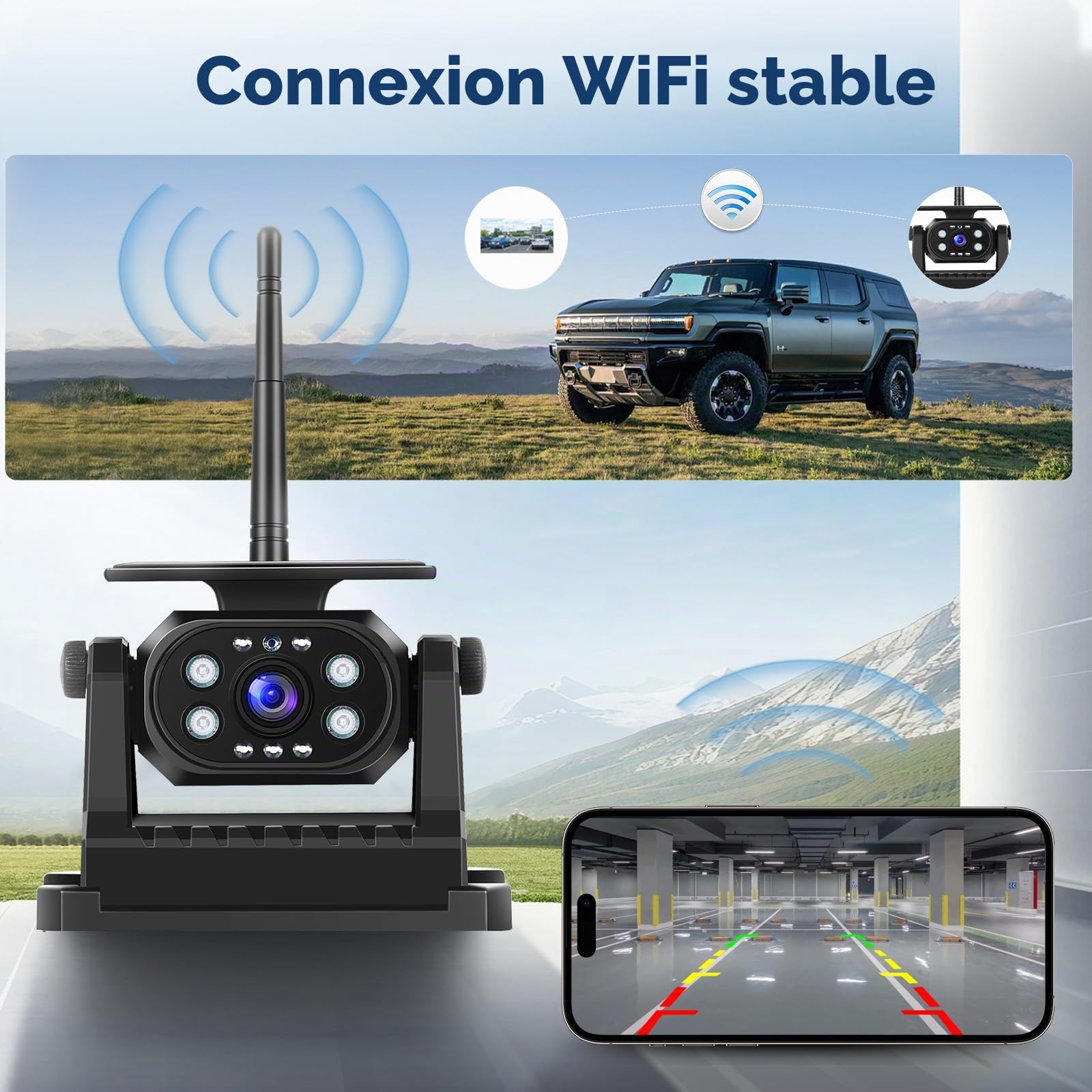 podofo-car-reversing-aid-cam-ra-recul-1080p-solaire-magn-tique image 2