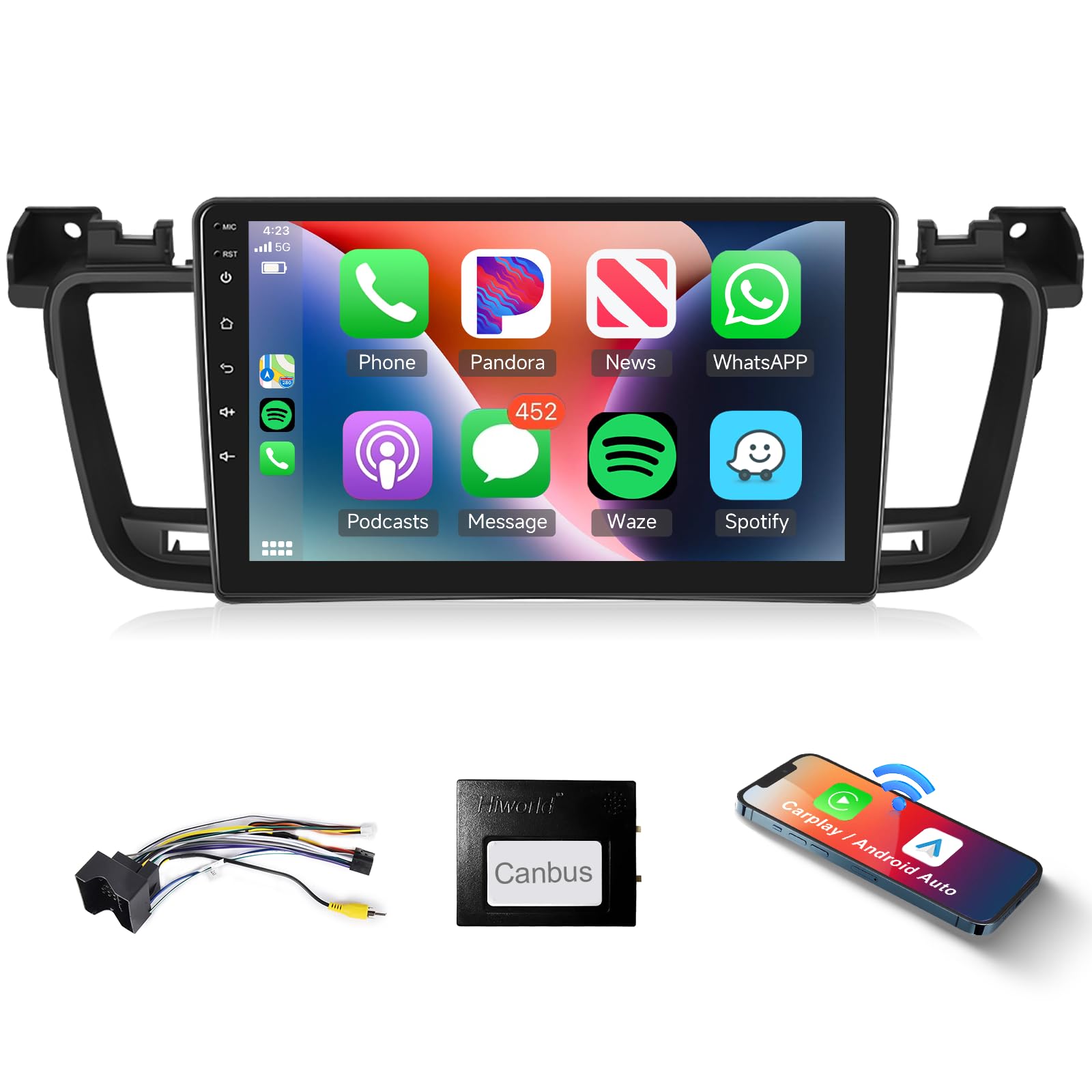 podofo-android-car-radio-autoradio-9-pouces-peugeot-508-carplay-sans-fil image 1