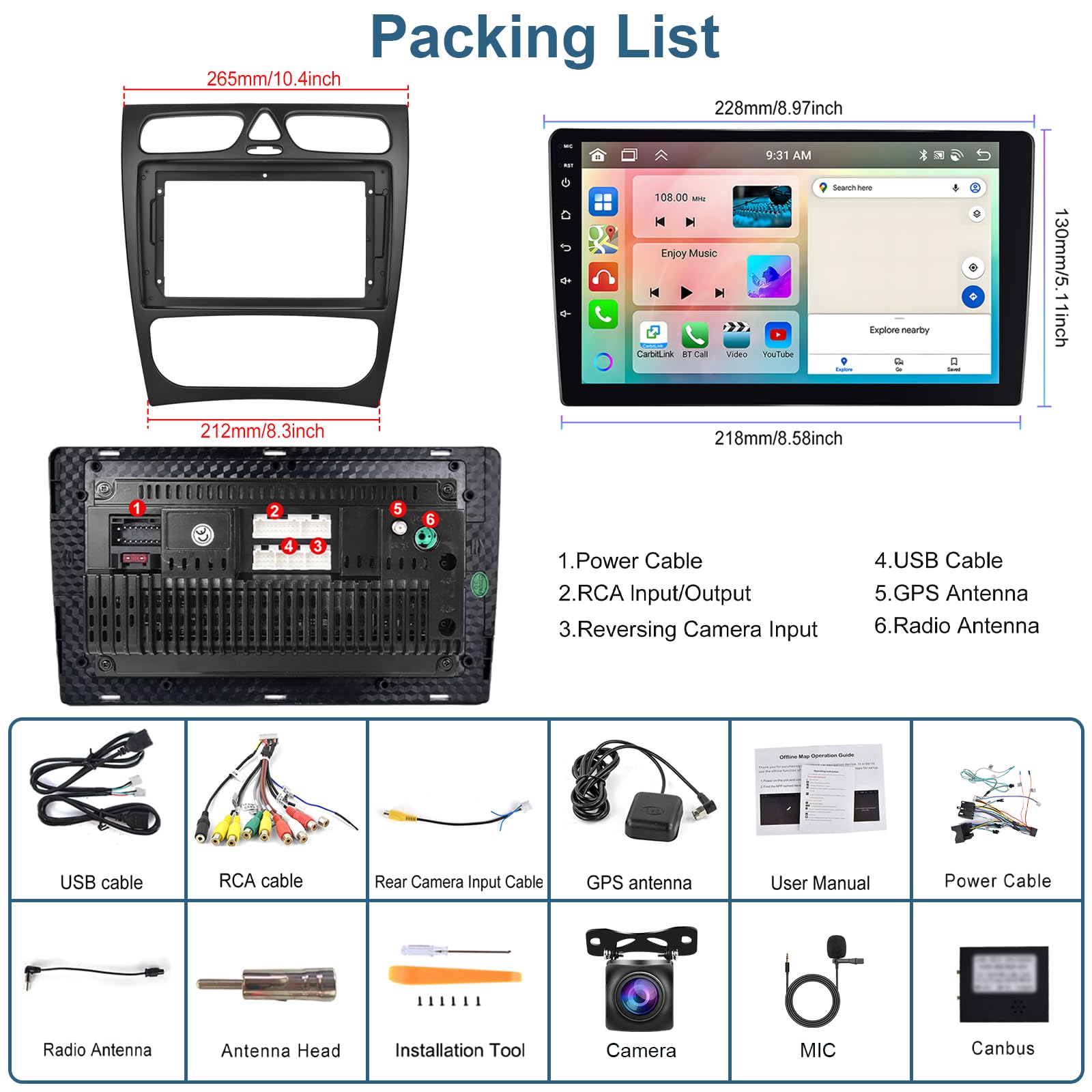 podofo-android-autoradio-classe-c-clk-2002-04-9-2-64g-ips image 7
