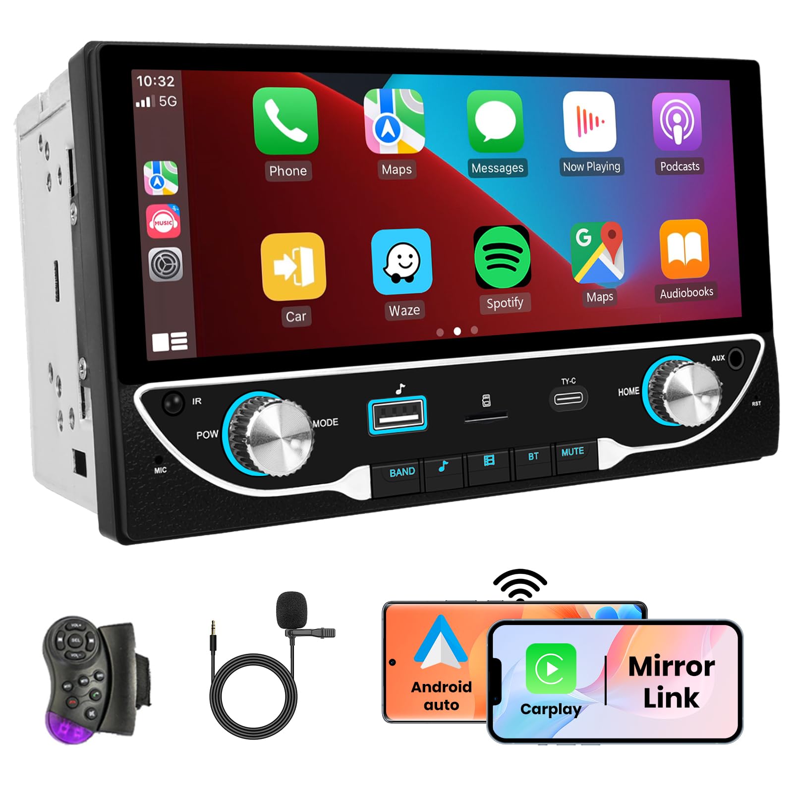 podofo-autoradio-2-din-6-86-pouces-carplay-sans-fil-bluetooth-fm-usb image 1