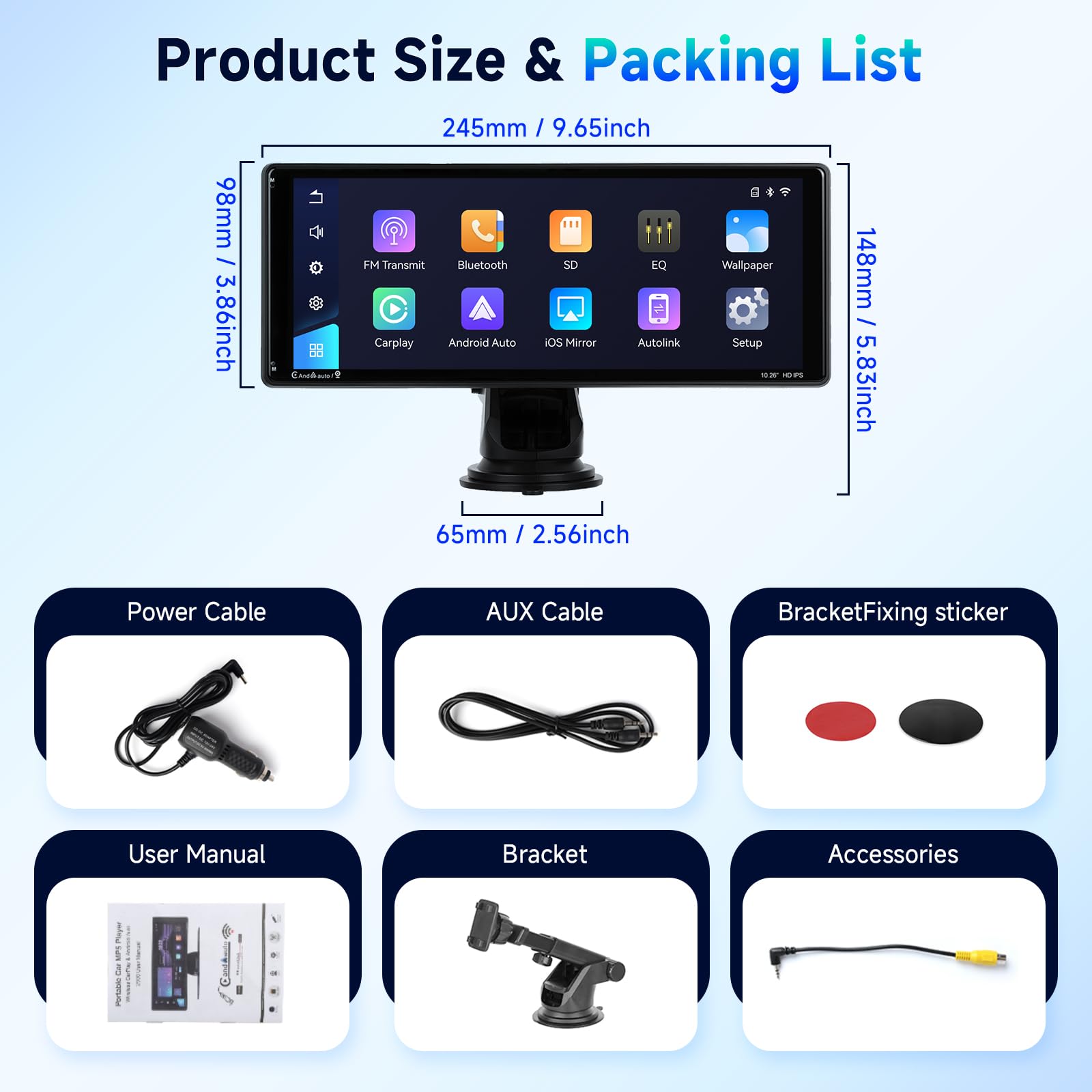 podofo-cran-carplay-portable-10-26-pouces-bluetooth-gps-tnt image 6