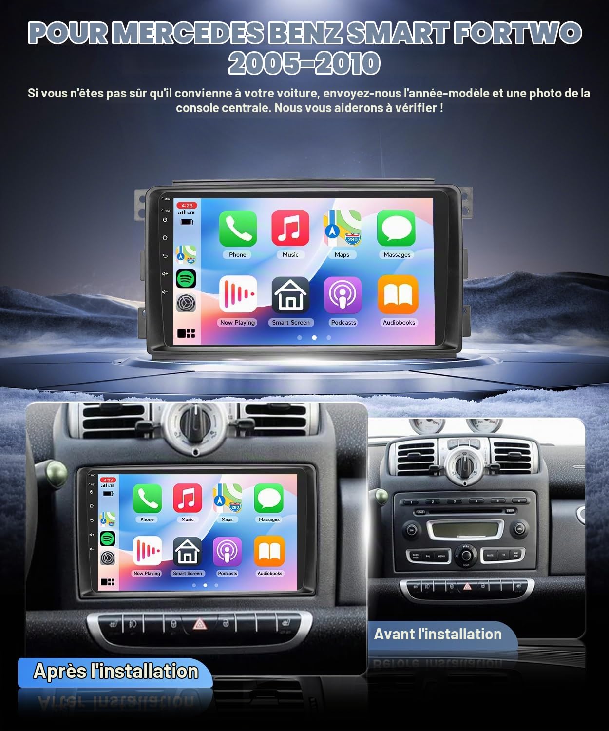 vechtel-autoradio-sp-cifique-v-hicule-smart-fortwo-9-pouces-4go-64go image 2