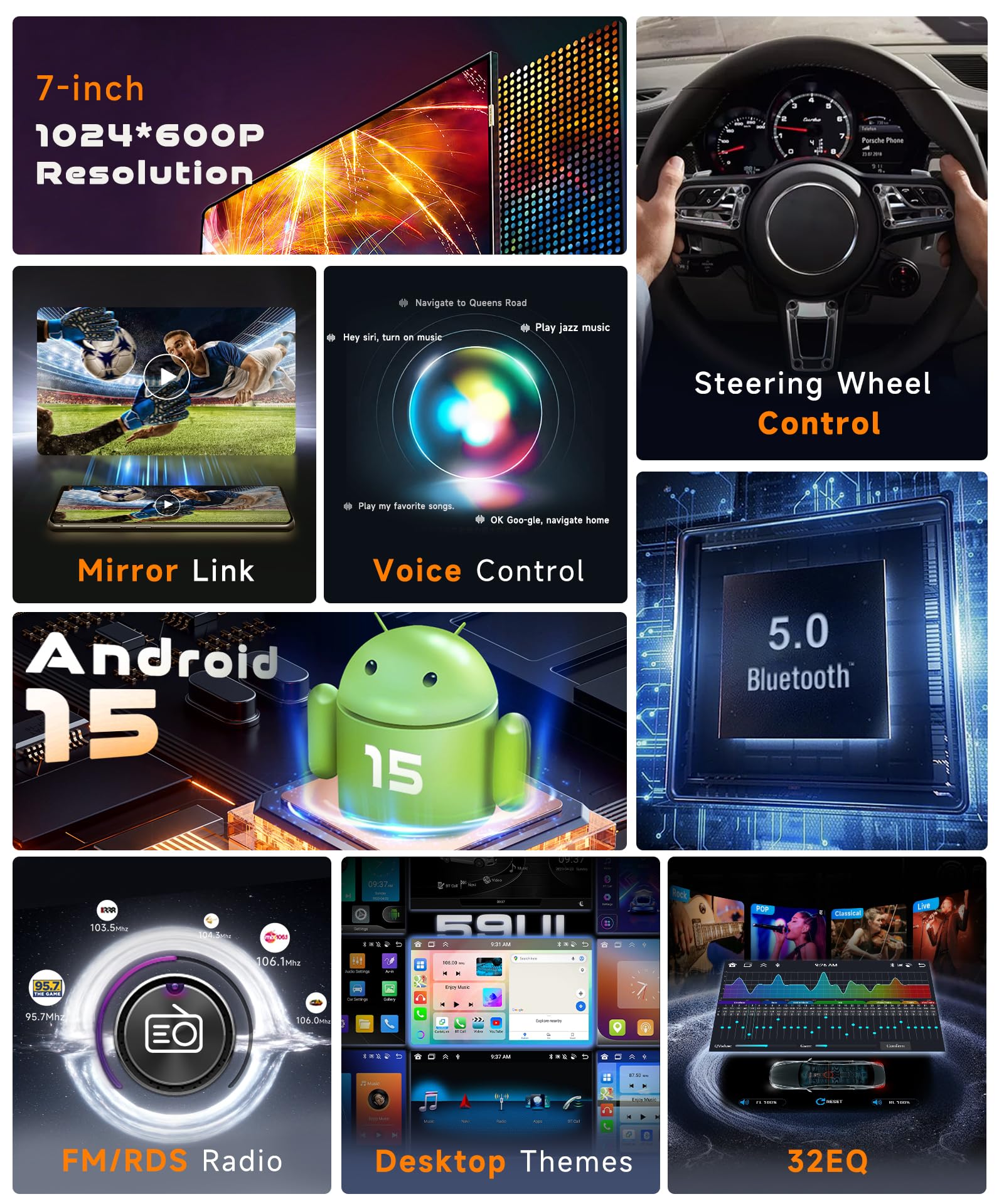 vechtel-autoradio-2-din-7-4-64go-android-15-carplay-sans-fil image 4