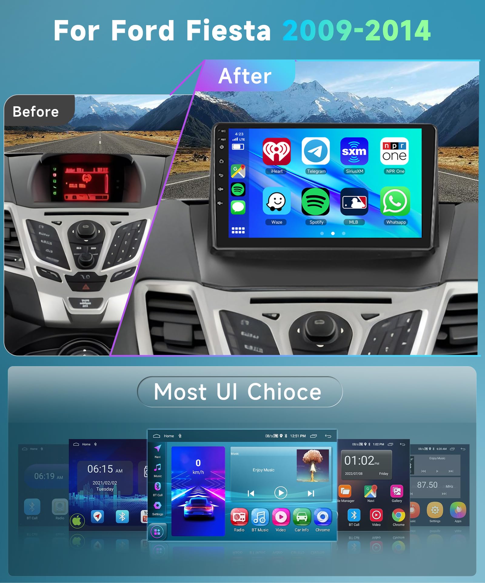podofo-android-car-radio-autoradio-ford-fiesta-2009-2014-2-64g-cam-ra image 2