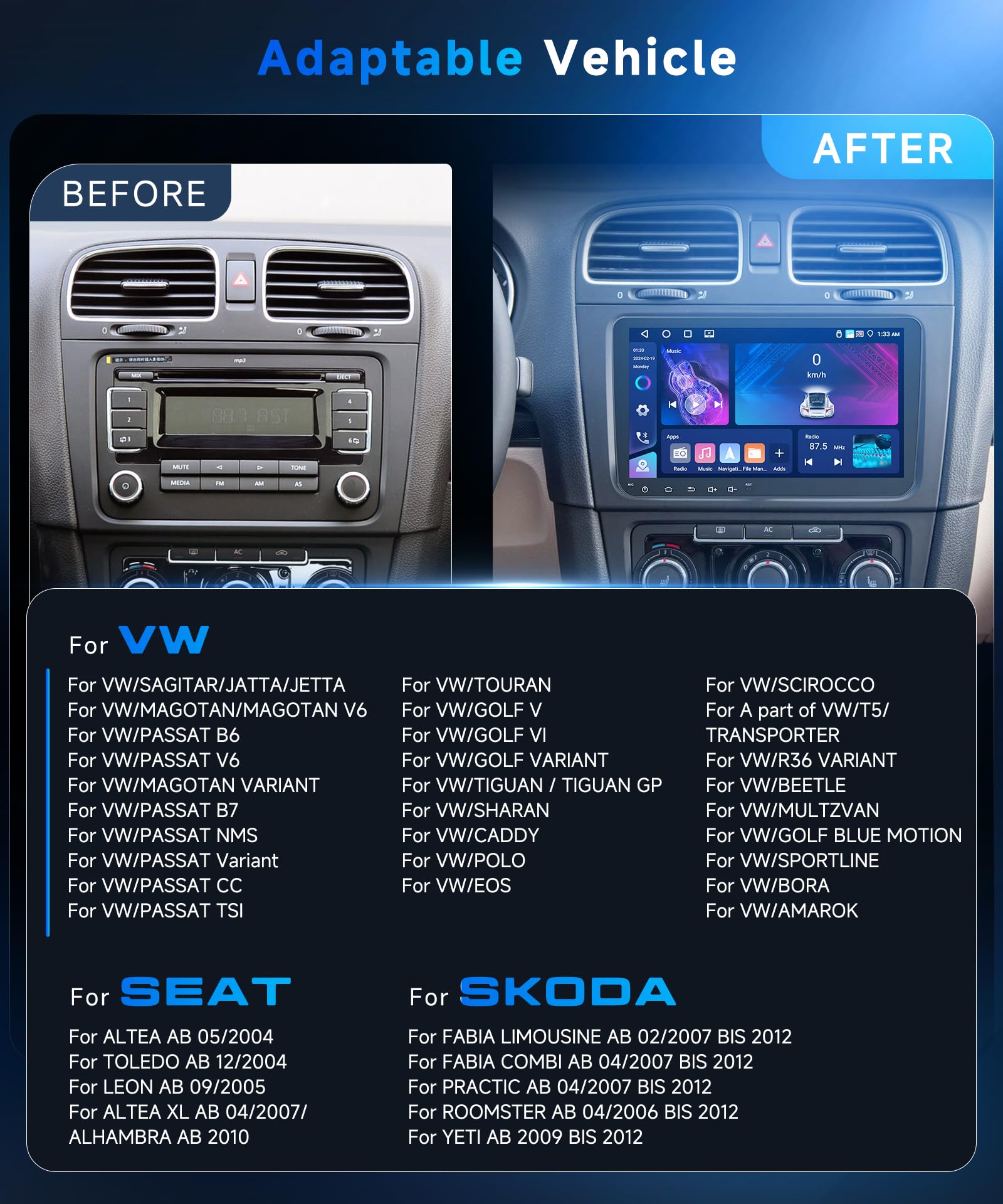 vechtel-autoradio-sp-cifique-v-hicule-9-pouces-vw-golf-4-64go image 2