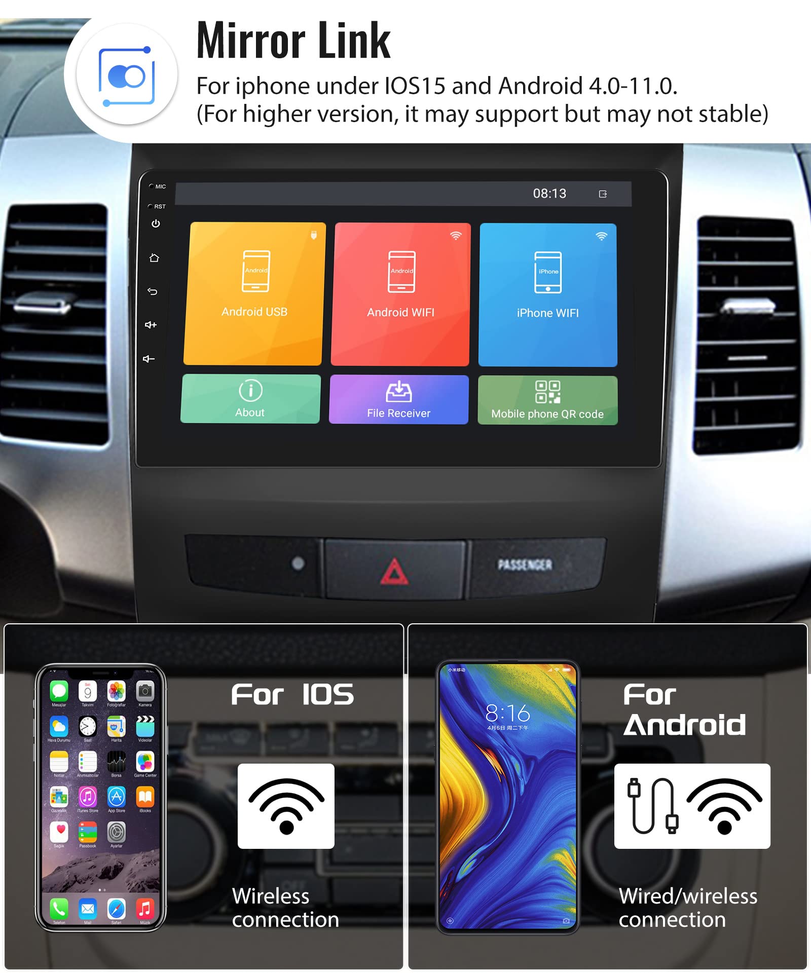 podofo-android-car-radio-autoradio-9-pouces-outlander-4007-c-crosser image 3