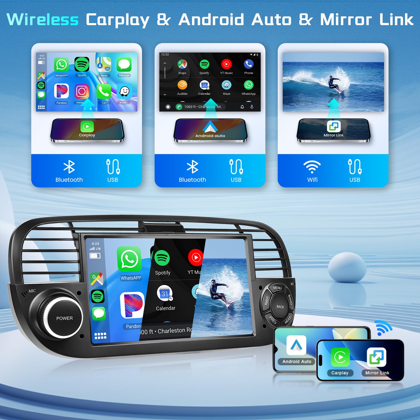 podofo-android-car-radio-autoradio-fiat-500-7-2-64g-carplay image 4