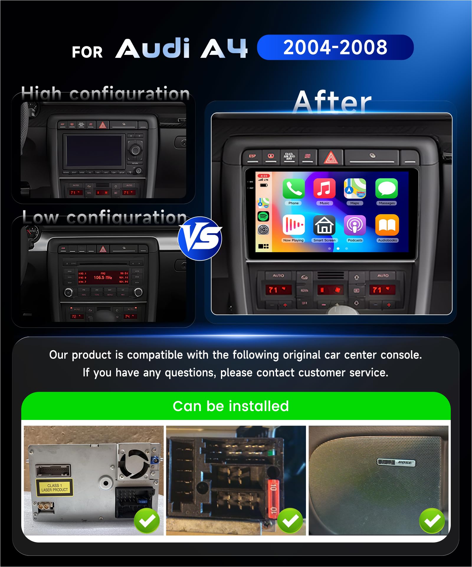 vechtel-autoradio-audi-a4-2004-2008-9-pouces-4g-128g-carplay image 2