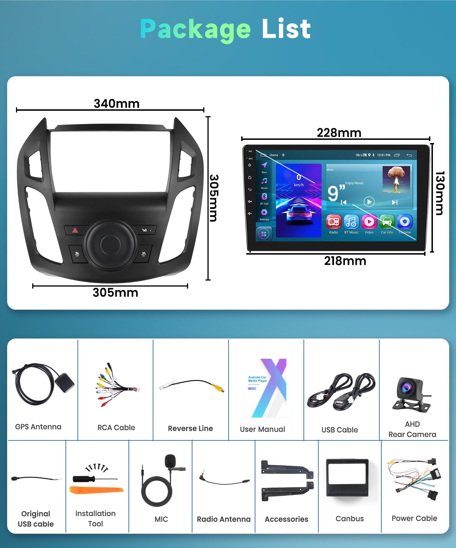 podofo-android-car-radio-autoradio-9-pouces-ford-transit-carplay-cam-ra-ahd image 7