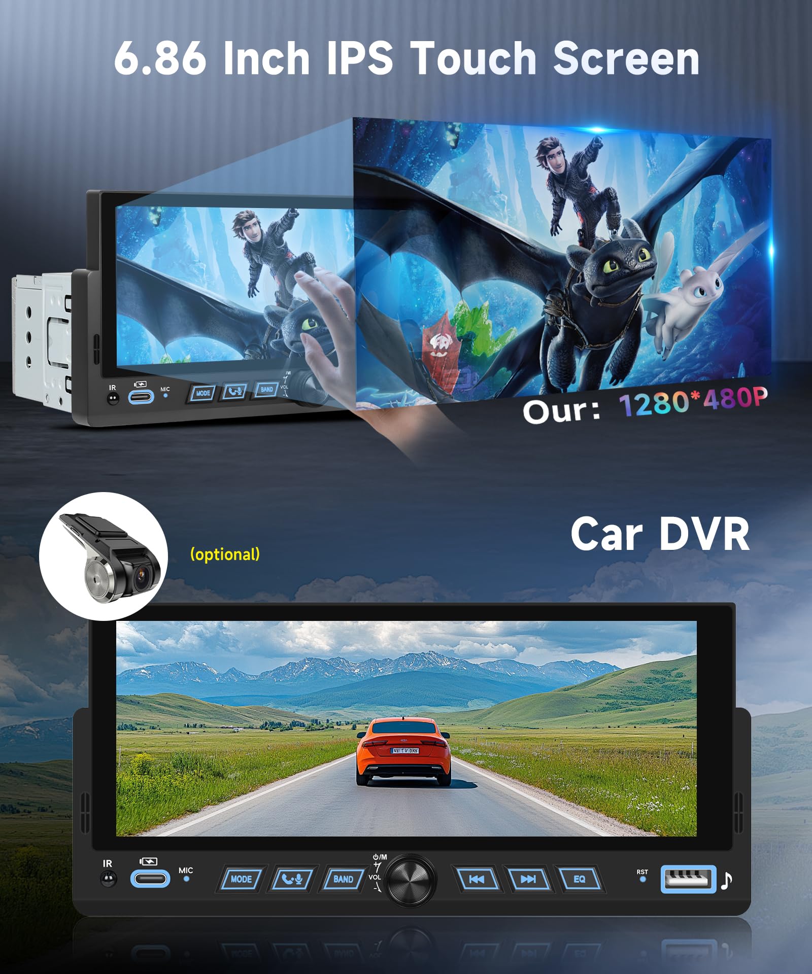 vechtel-autoradio-1-din-6-86-carplay-sans-fil-cam-ra-recul image 4