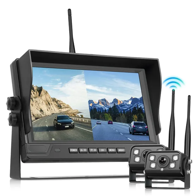 podofo-car-reversing-aid-9-pouces-2-cam-ras-sans-fil-ip68 image 1