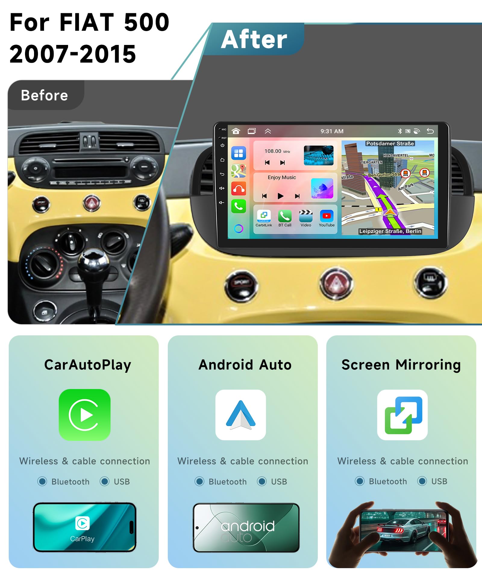 vechtel-autoradio-fiat-500-9-pouces-6g-128g-android-15-carplay image 2