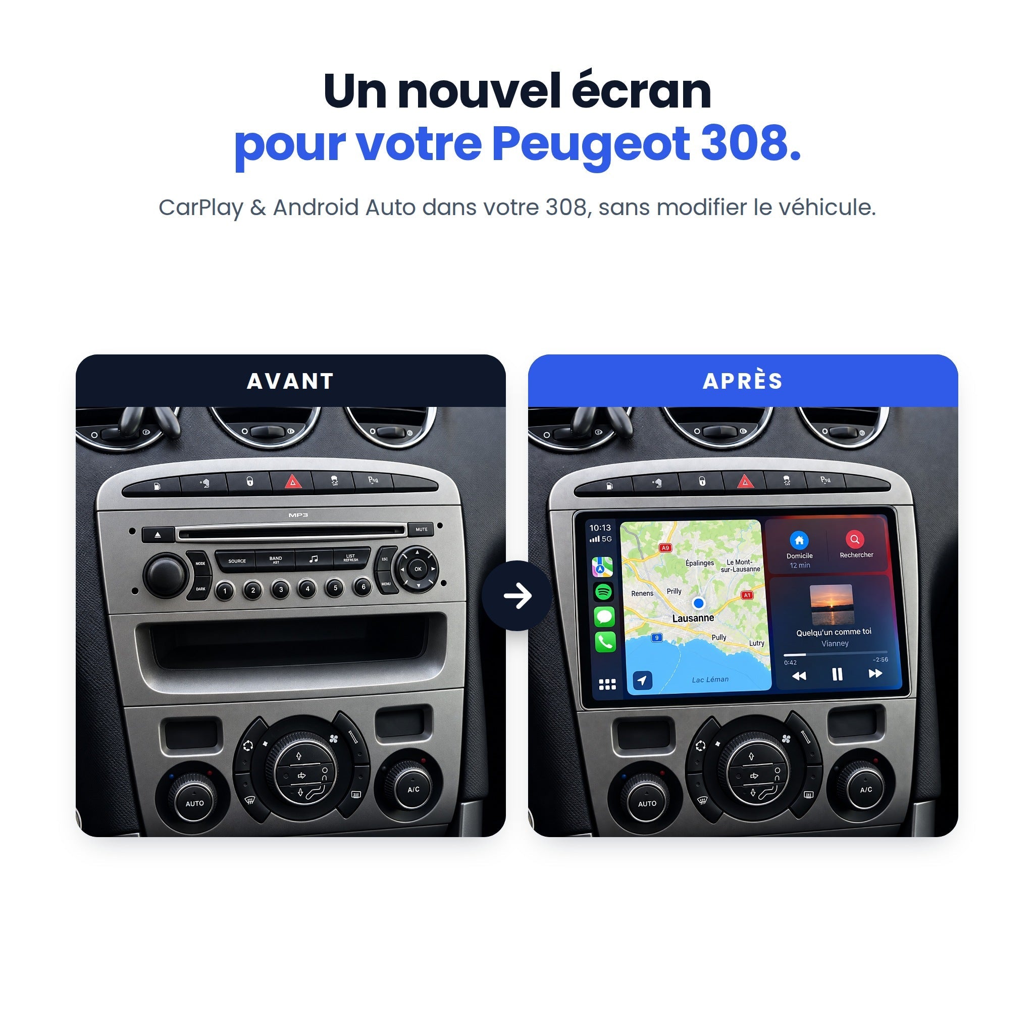 my-carpplay-peugeot-308-sw-autoradio-carplay-pack-optimal-sans-fil image 2