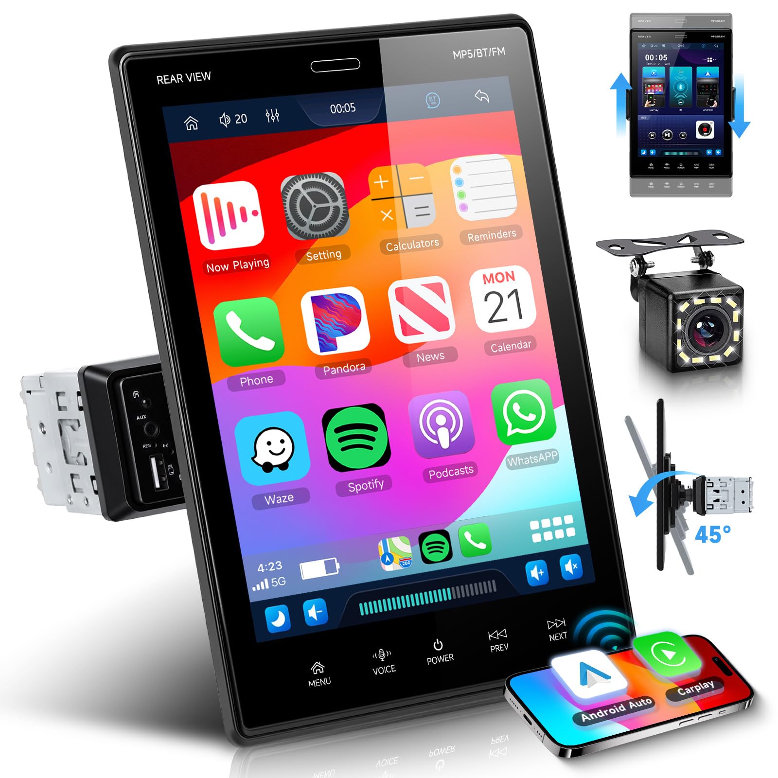 vechtel-autoradio-1-din-9-5-pouces-carplay-sans-fil image 1