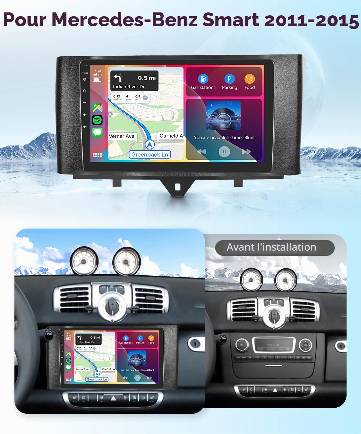 vechtel-smart-fortwo-w451-autoradio-9-pouces-2-64g-carplay image 2