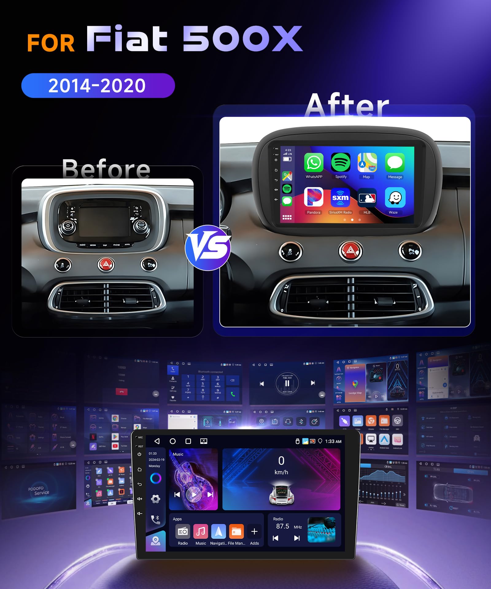 vechtel-fiat-500x-2014-2020-autoradio-9-4-64g-carplay-dsp image 2