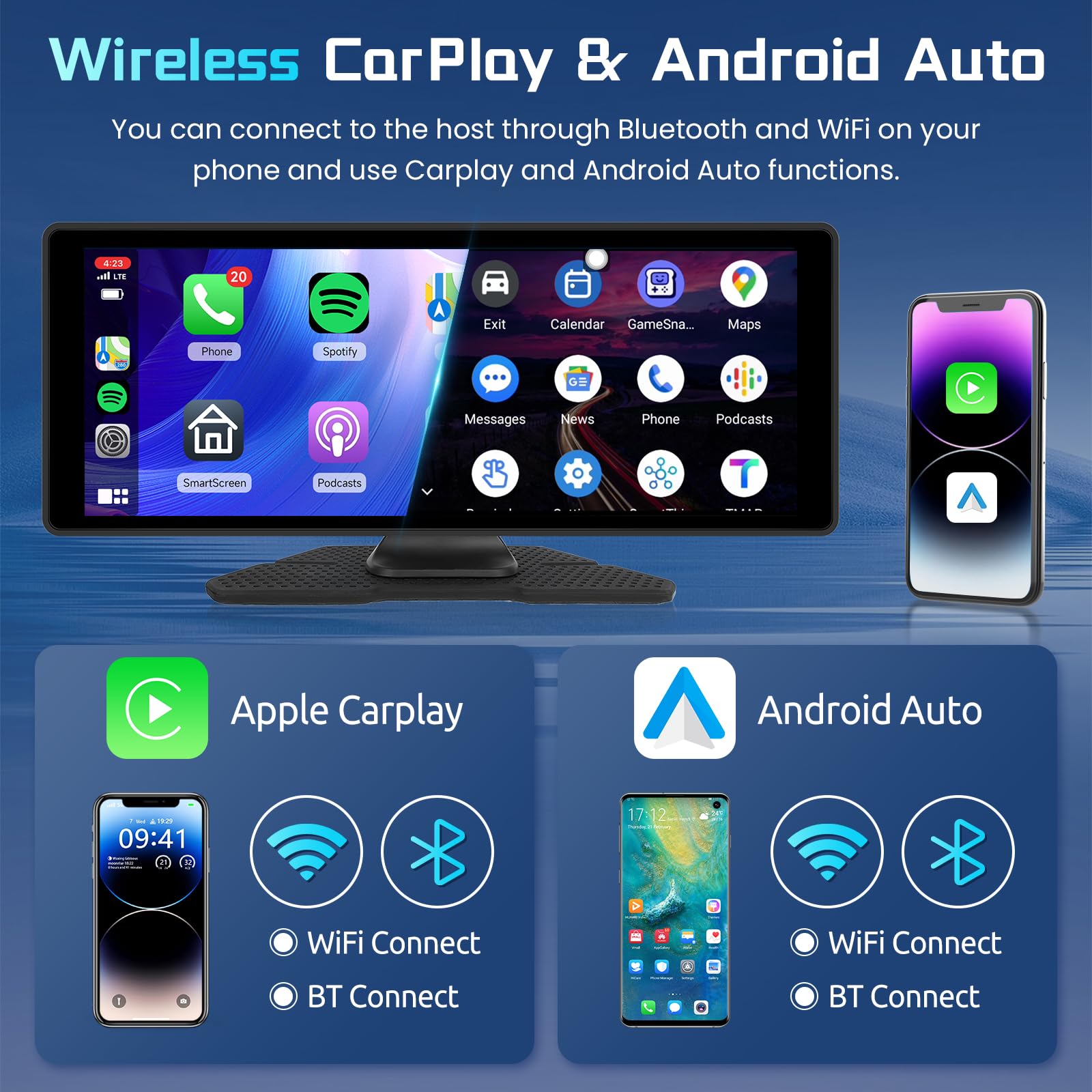 podofo-portable-carplay-screen-10-26-pouces-autoradio-portable-sans-fil image 2
