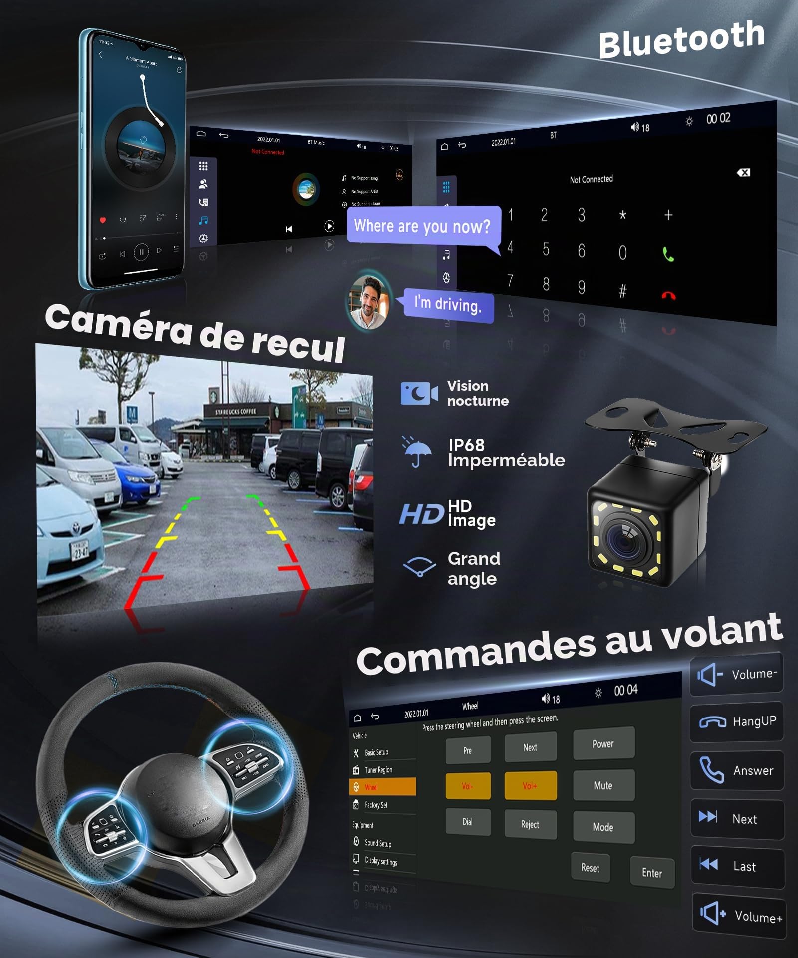 vechtel-autoradio-1-din-6-86-carplay-sans-fil-cam-ra-recul image 3