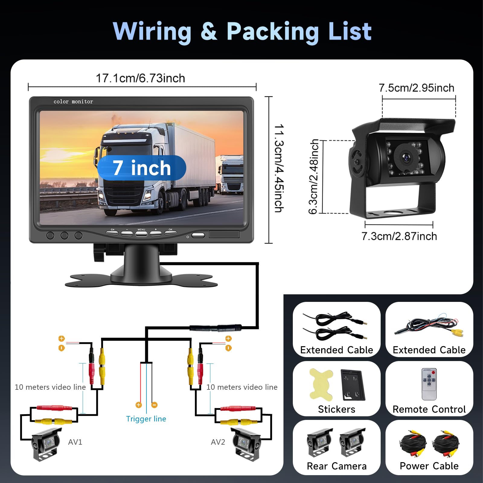 podofo-car-reversing-aid-kit-cam-ra-recul-7-pouces-2-cam-ras-ip68 image 7