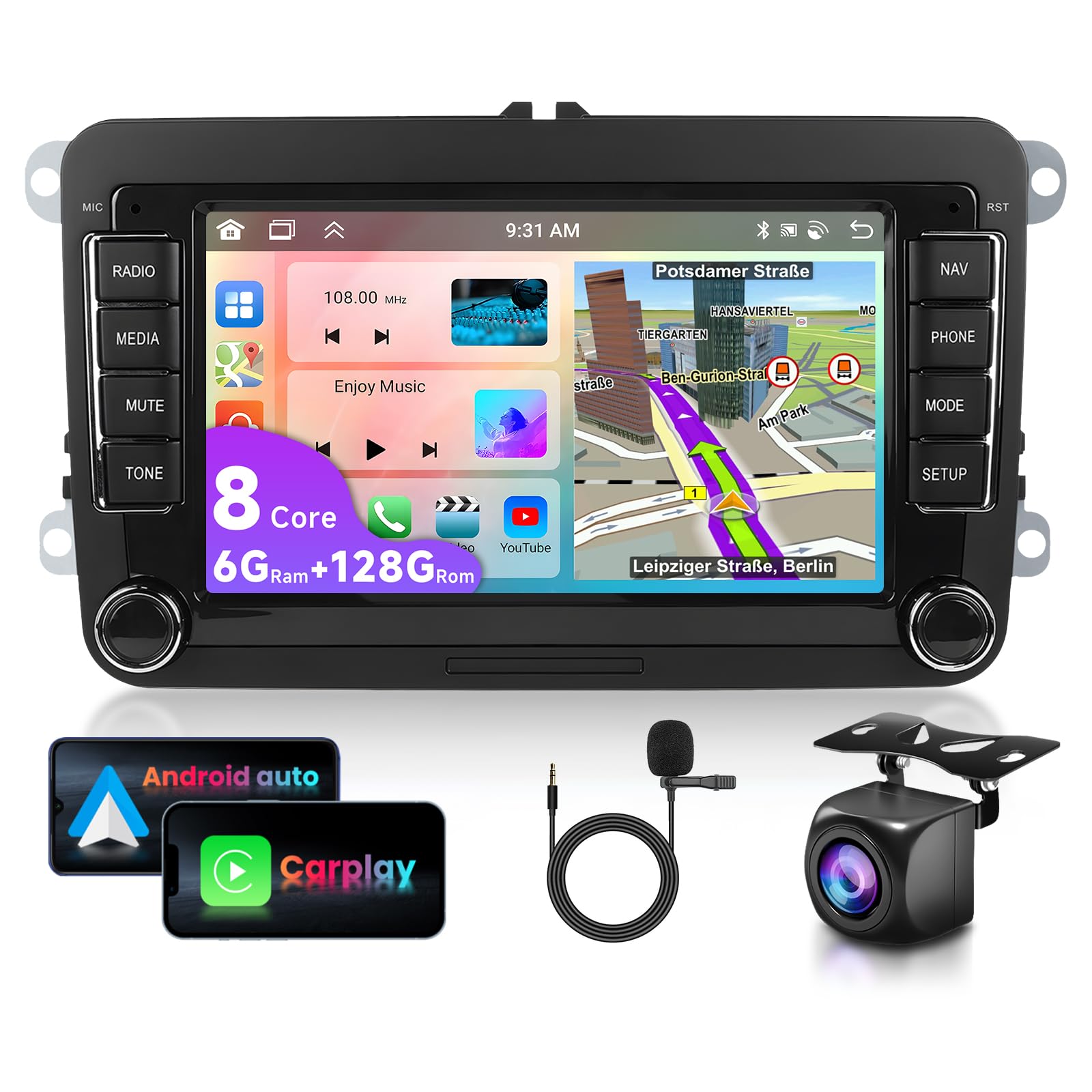 vechtel-autoradio-golf-5-6-polo-passat-7-6-128g-carplay image 1