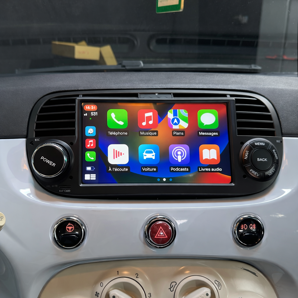 my-carpplay-fiat-500-2007-2015-autoradio-carplay-optimal-cadre-noir image 1