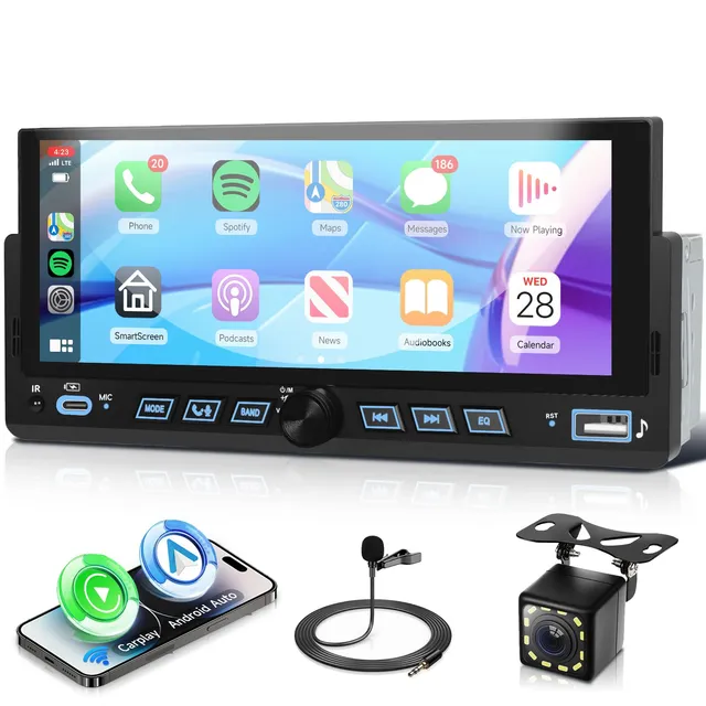vechtel-autoradio-1-din-6-86-carplay-sans-fil-cam-ra-recul image 1