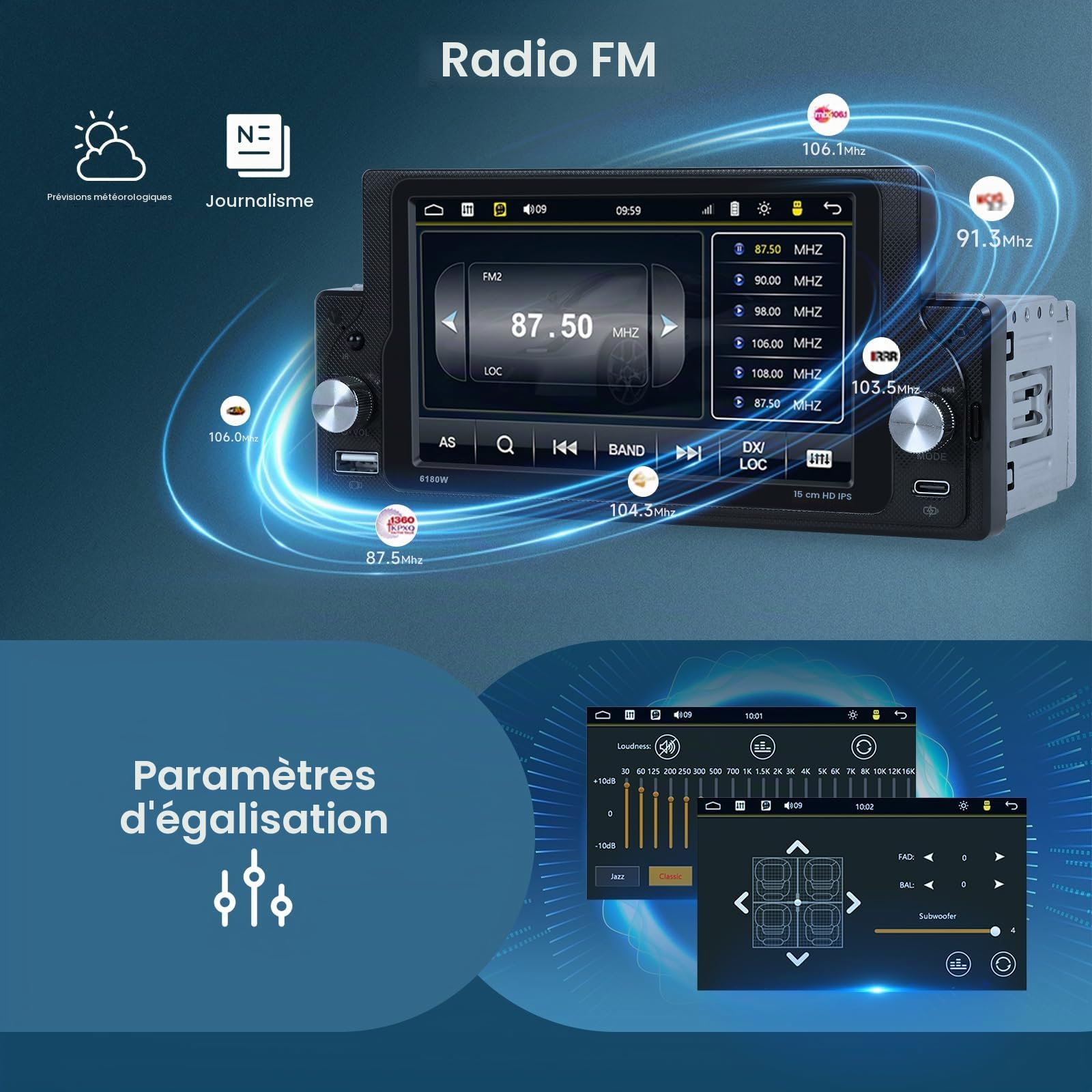vechtel-autoradio-1-din-autoradio-tactile-5-9-pouces-carplay-bluetooth image 6
