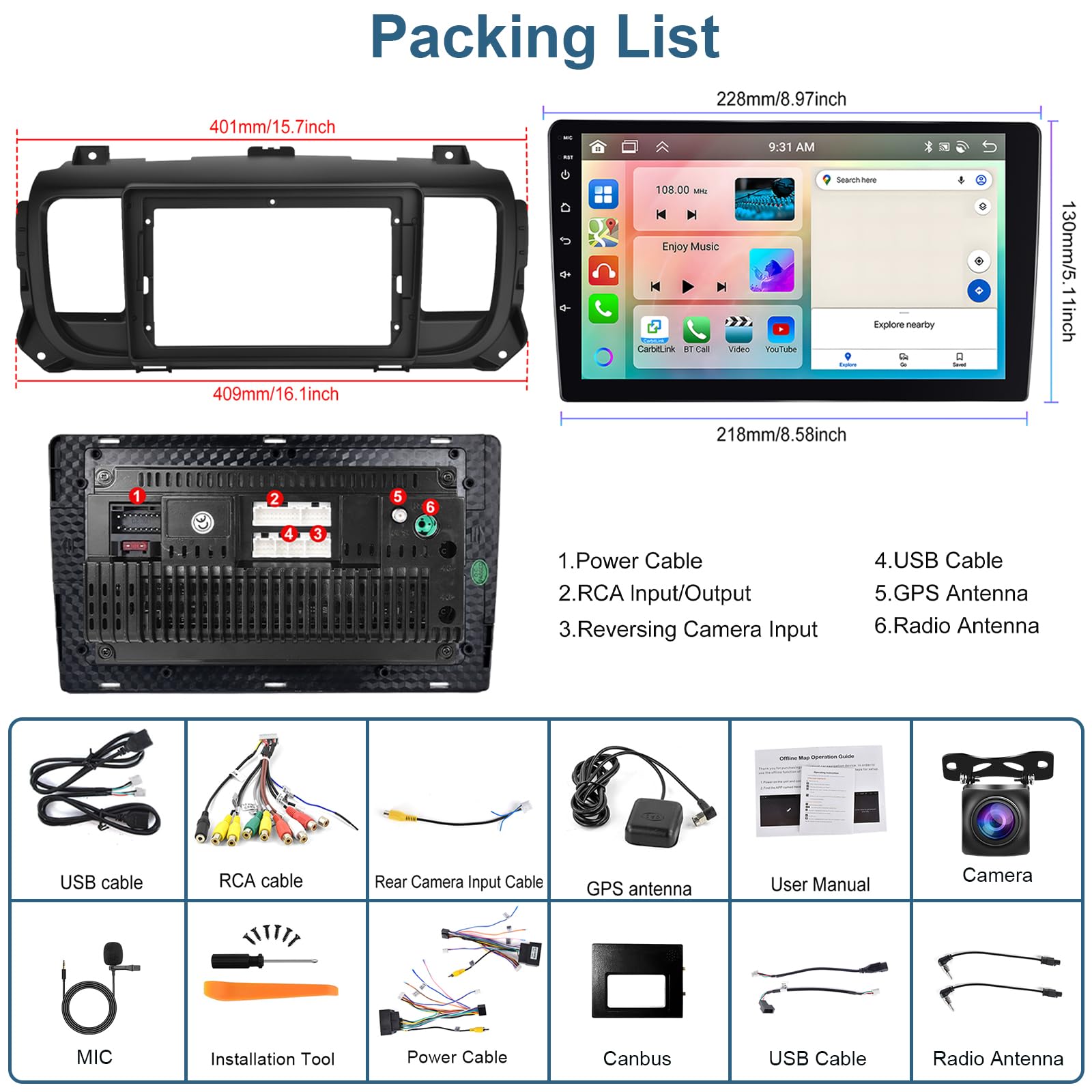 podofo-android-car-radio-autoradio-9-jumpy-expert-proace-2-64g image 3
