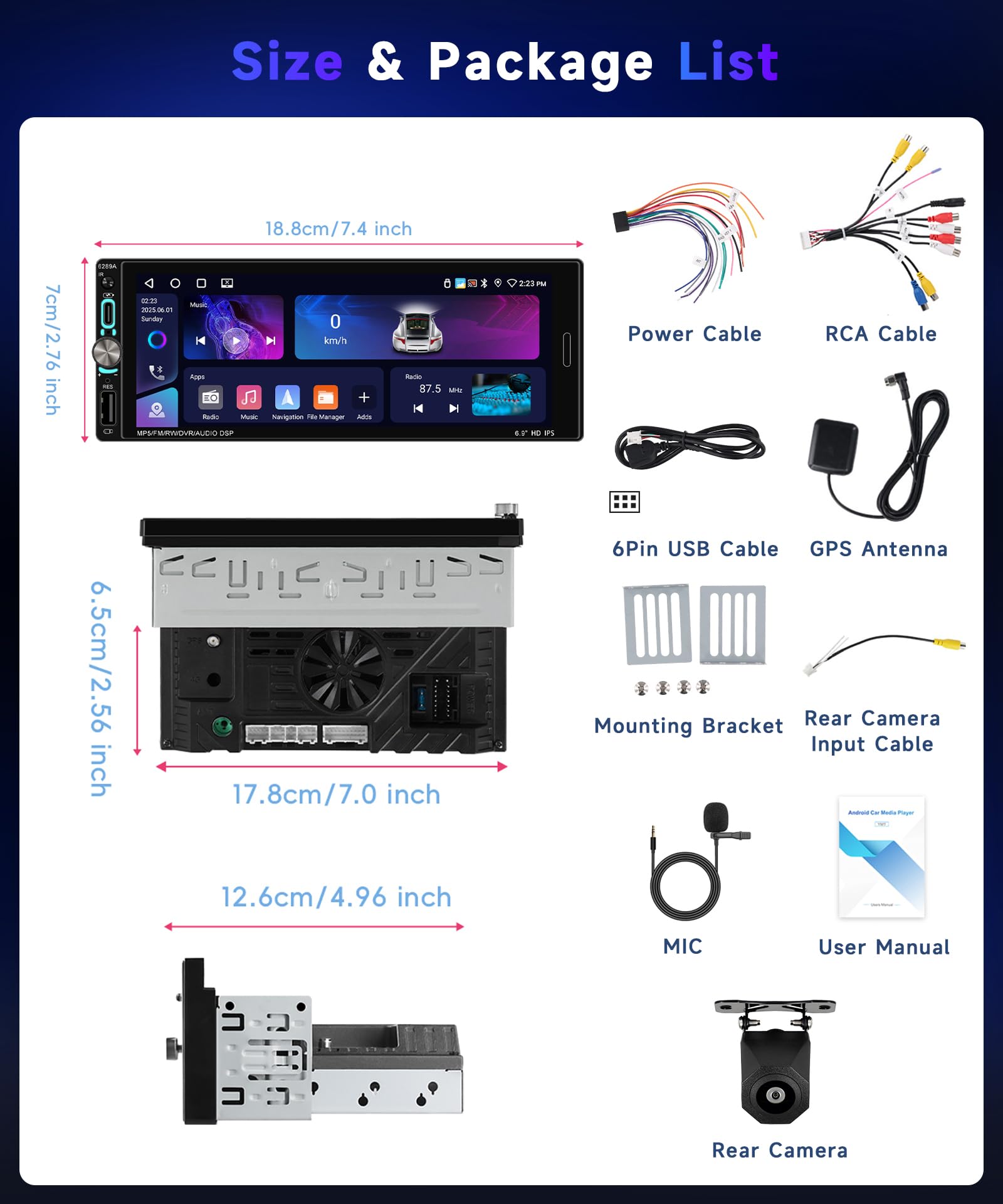 vechtel-autoradio-1-din-6-9-4g-64g-android-15-carplay image 7