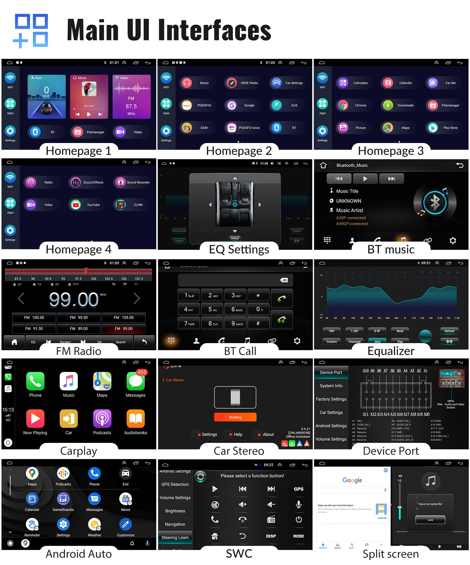 podofo-android-car-radio-308-408-autoradio-9-pouces-2-64g image 6
