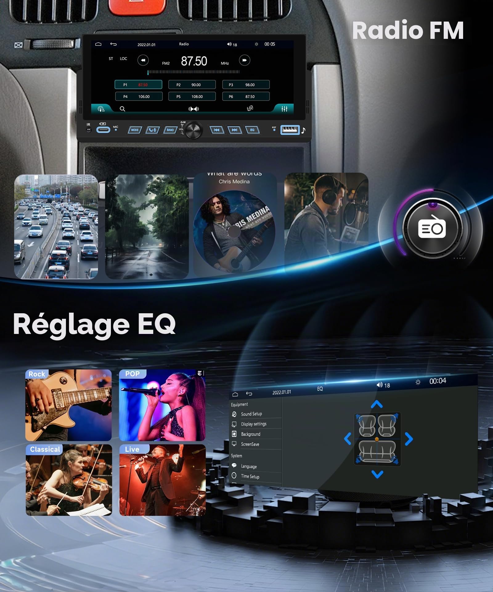 vechtel-autoradio-1-din-6-86-carplay-sans-fil-cam-ra-recul image 5