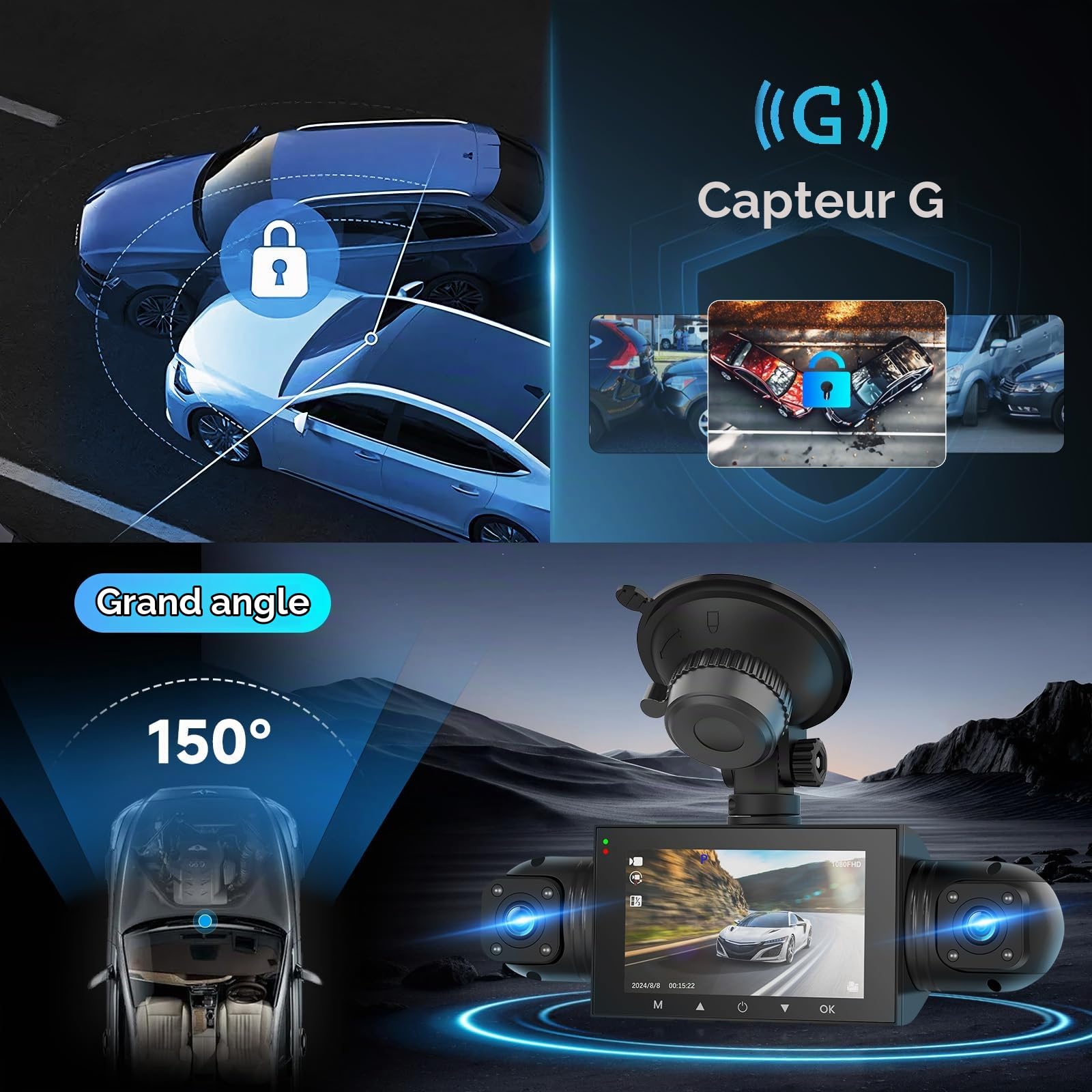 podofo-car-dvr-dash-cam-360-4-canaux-1080p-cran-3 image 4